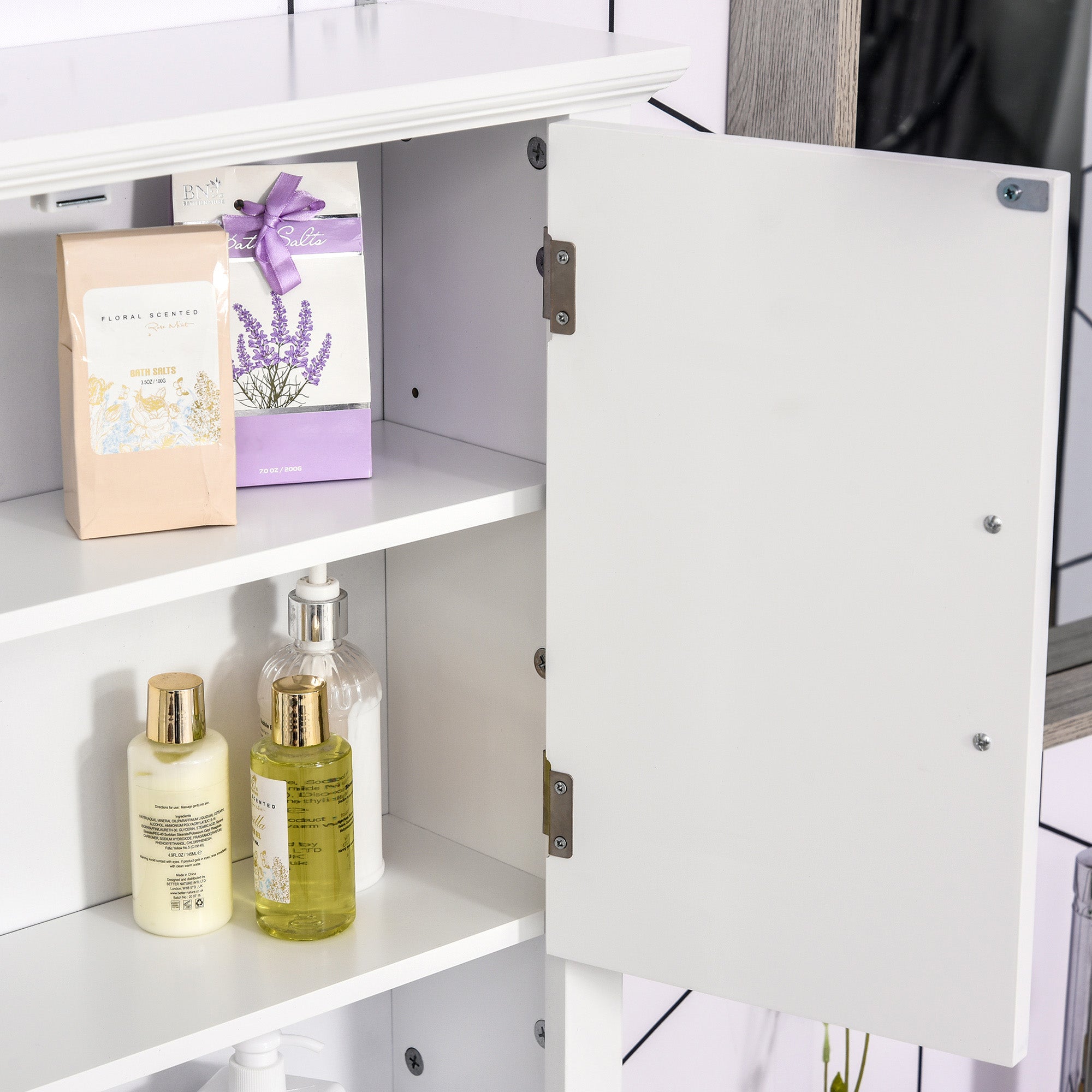 2-Door Adjustable Shelf Wall Cabinet, Medicine Cabinet for Bathroom and Kitchen, White