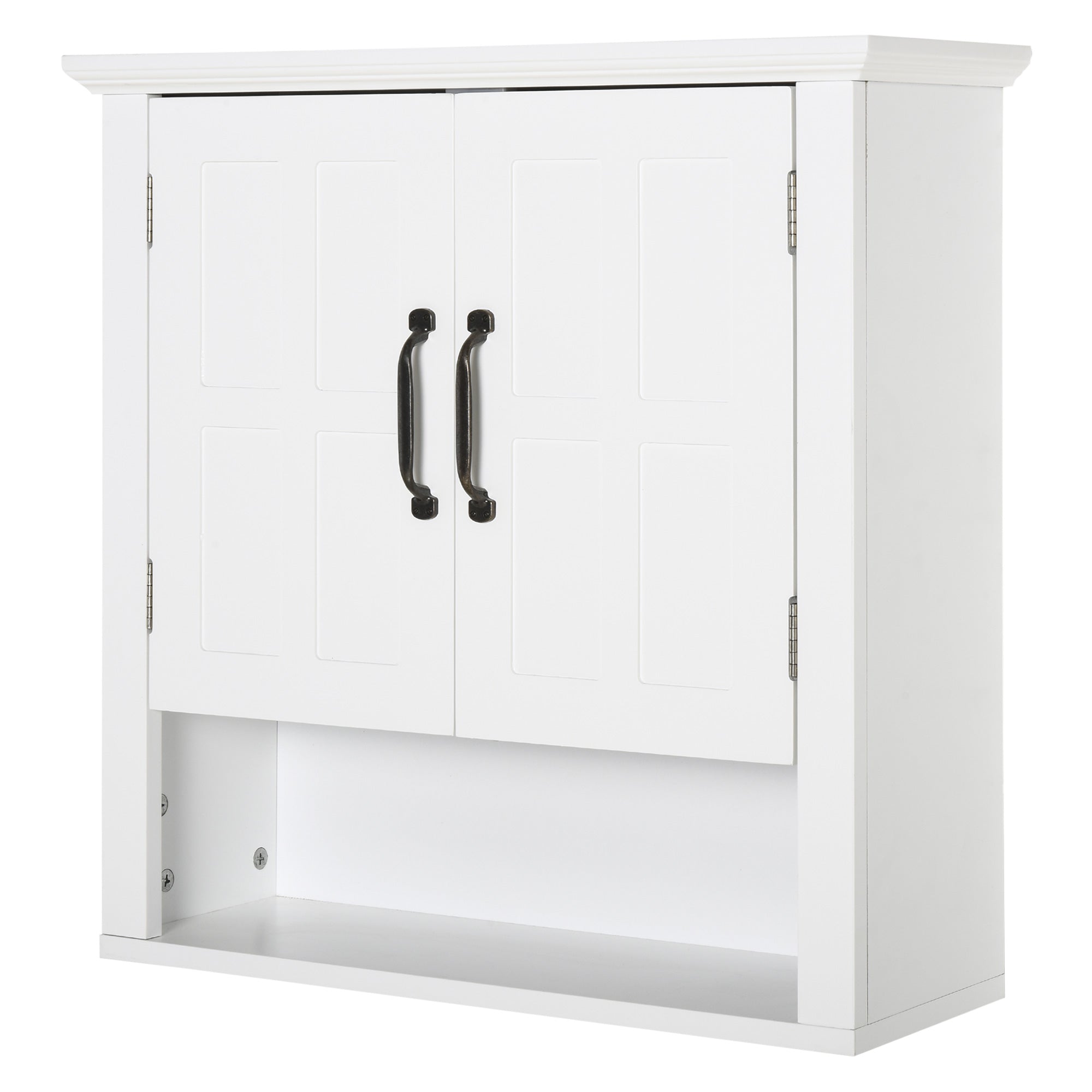 2-Door Adjustable Shelf Wall Cabinet, Medicine Cabinet for Bathroom and Kitchen, White