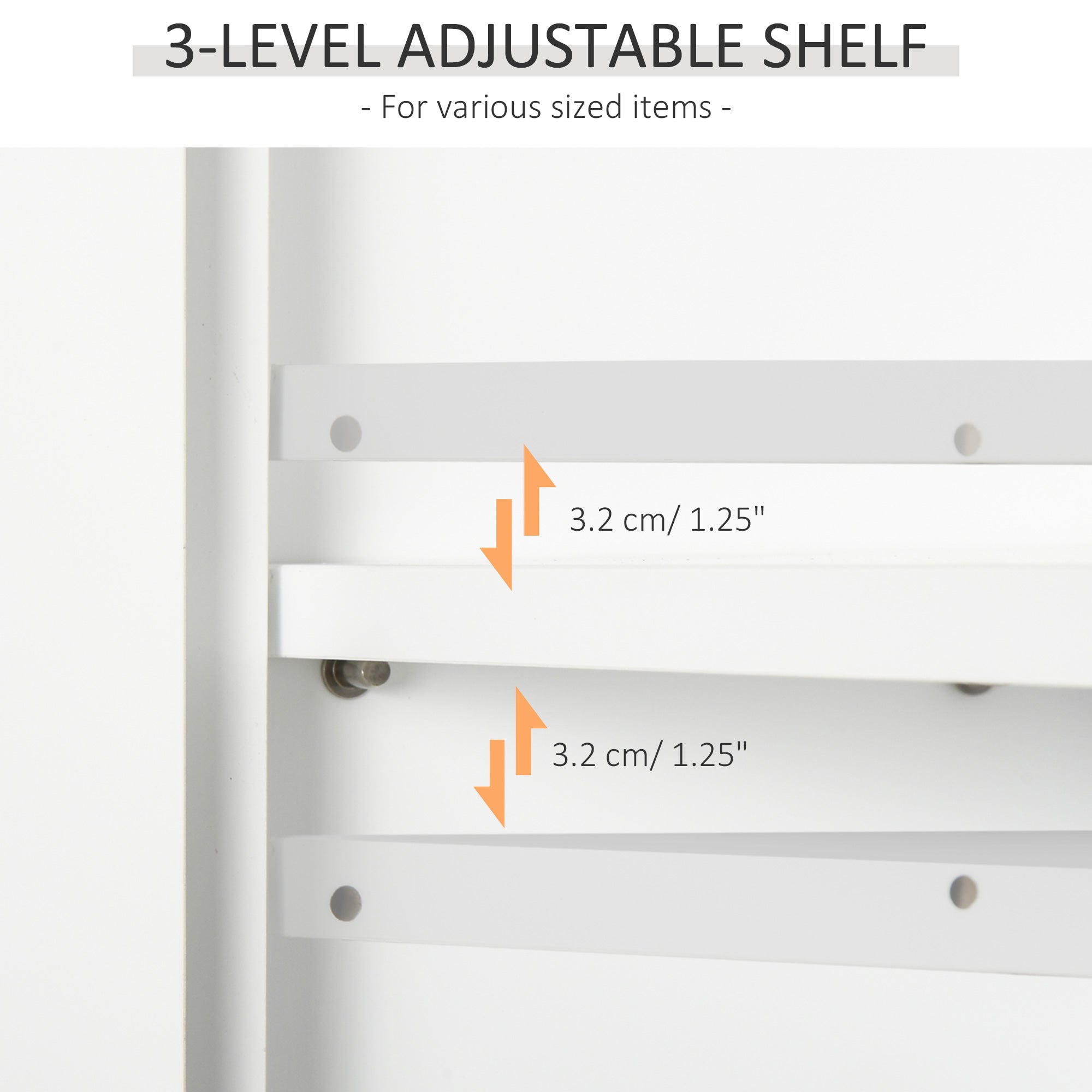 2-Door Adjustable Shelf Wall Cabinet, Medicine Cabinet for Bathroom and Kitchen, White
