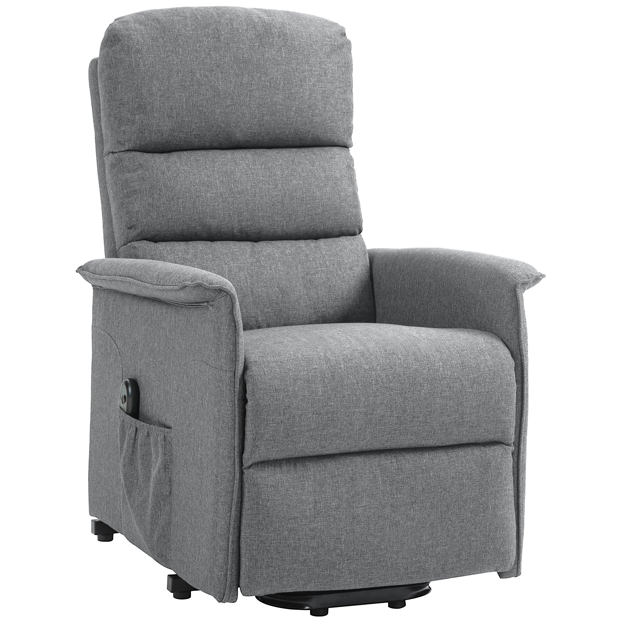 HOMCOM Power Lift Recliner Armchair, Electric Lift Chair for Elderly, Fabric Riser and Reclining Chair with Remote Control, Side Pockets, Extended Footrest, for Living Room, Grey