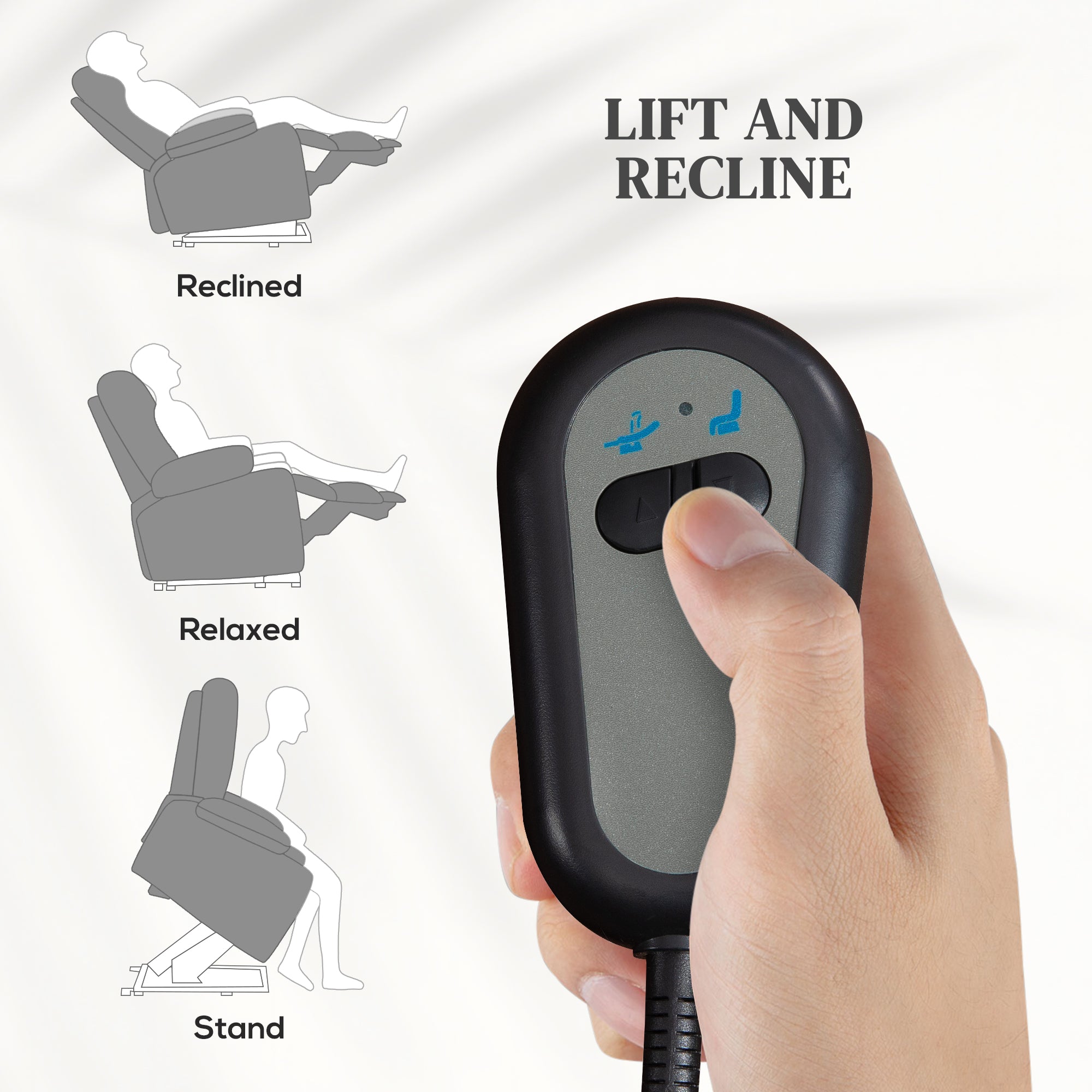 HOMCOM Power Lift Recliner Armchair, Electric Lift Chair for Elderly, Fabric Riser and Reclining Chair with Remote Control, Side Pockets, Extended Footrest, for Living Room, Grey