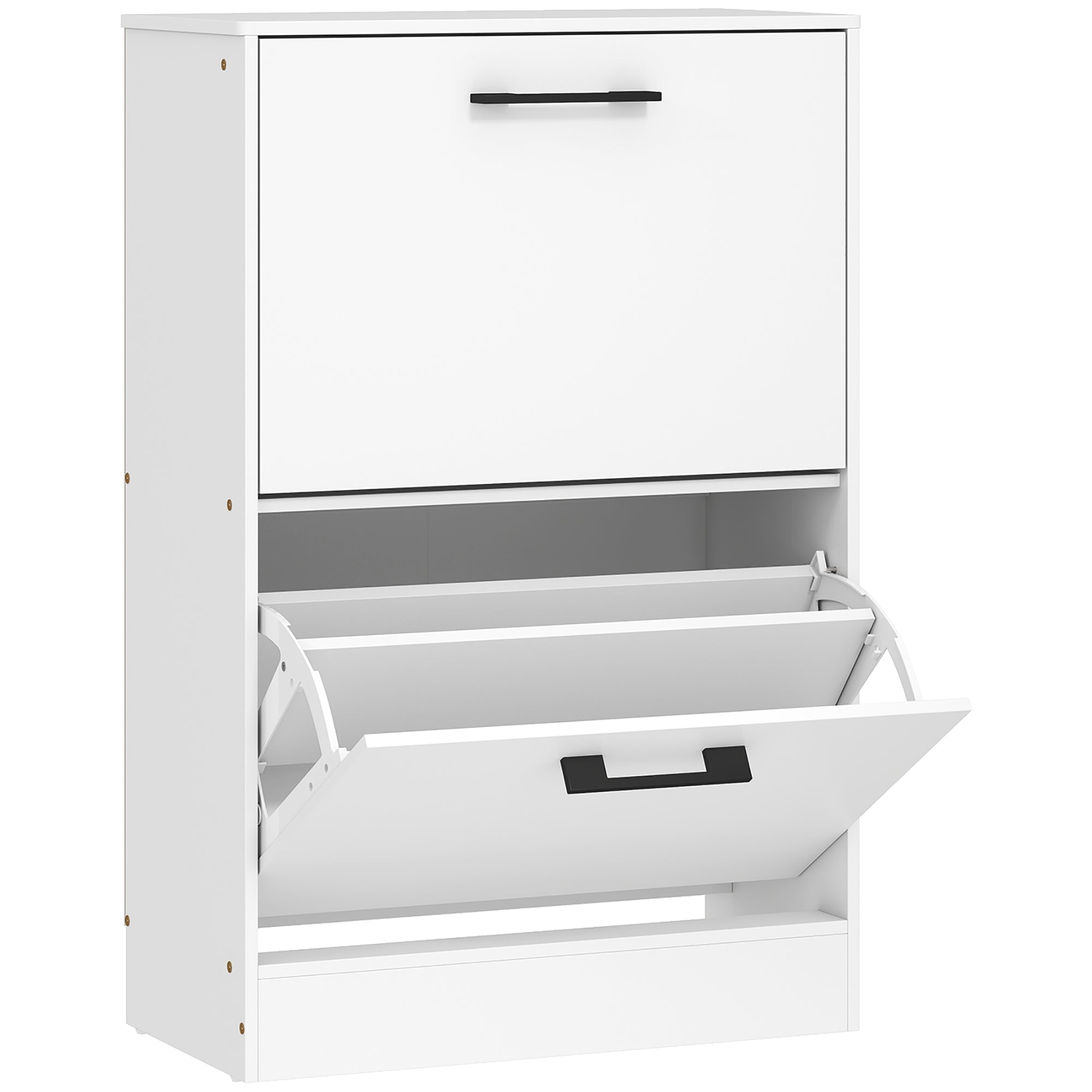 Shoe Cabinet with 2 Flip Drawers, Modern Narrow Shoe Storage Cabinet with Adjustable Dividers, Entryway Storage Unit for up to 12 Pairs for Hallway, Living Room, White