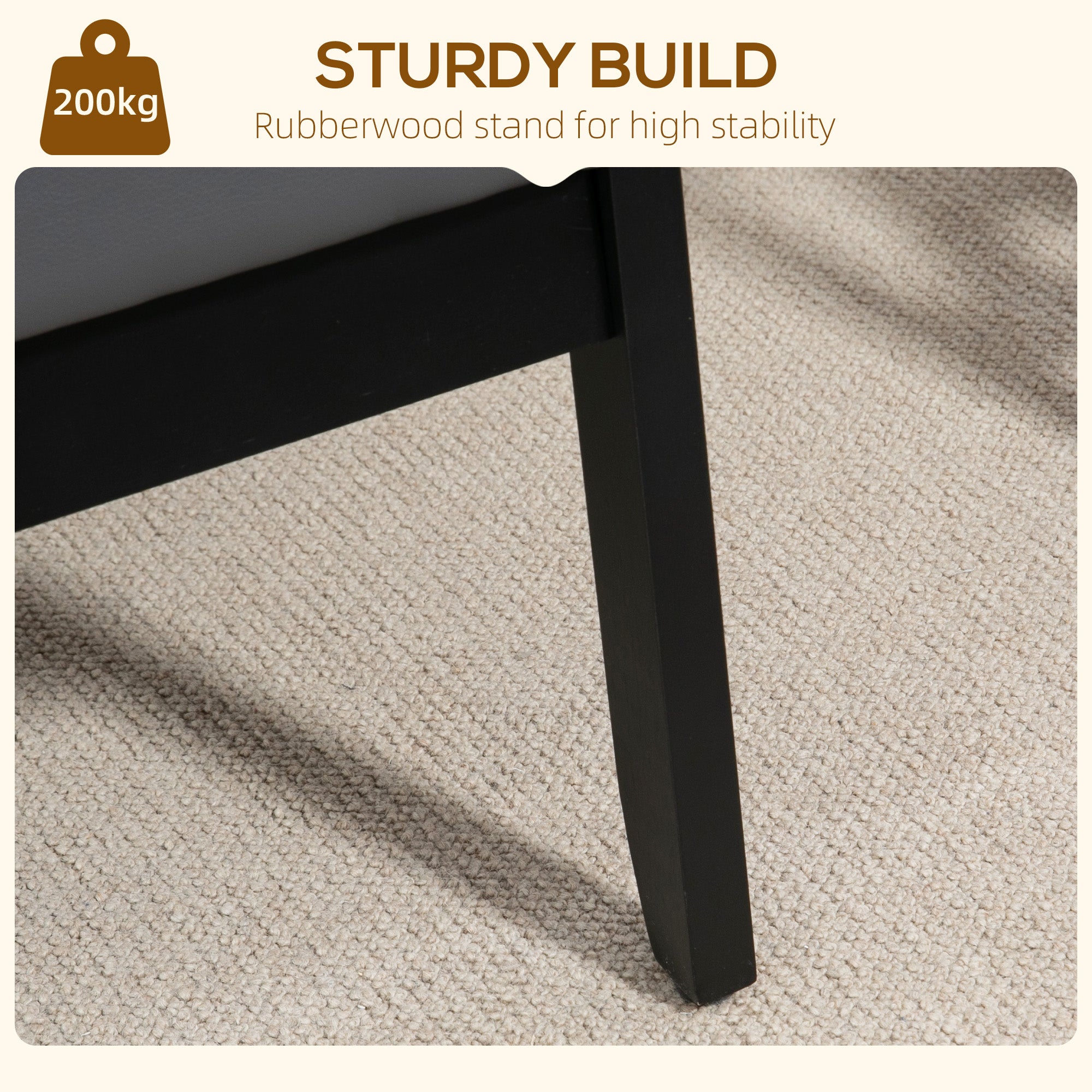 HOMCOM Armchair, PU Leather Accent Chair, Occasional Chair with Rubber Wood Frame for Living Room, Reception, Bedroom, Balcony, Grey