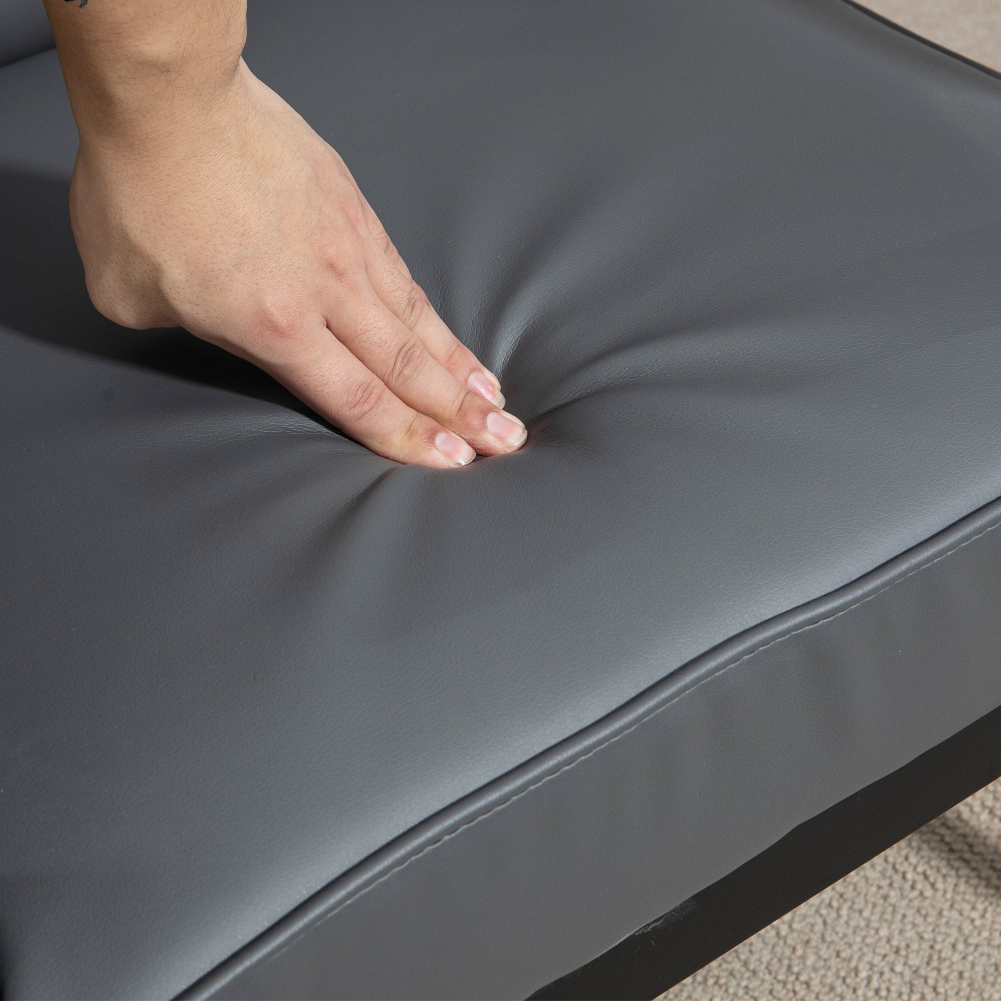 HOMCOM Armchair, PU Leather Accent Chair, Occasional Chair with Rubber Wood Frame for Living Room, Reception, Bedroom, Balcony, Grey