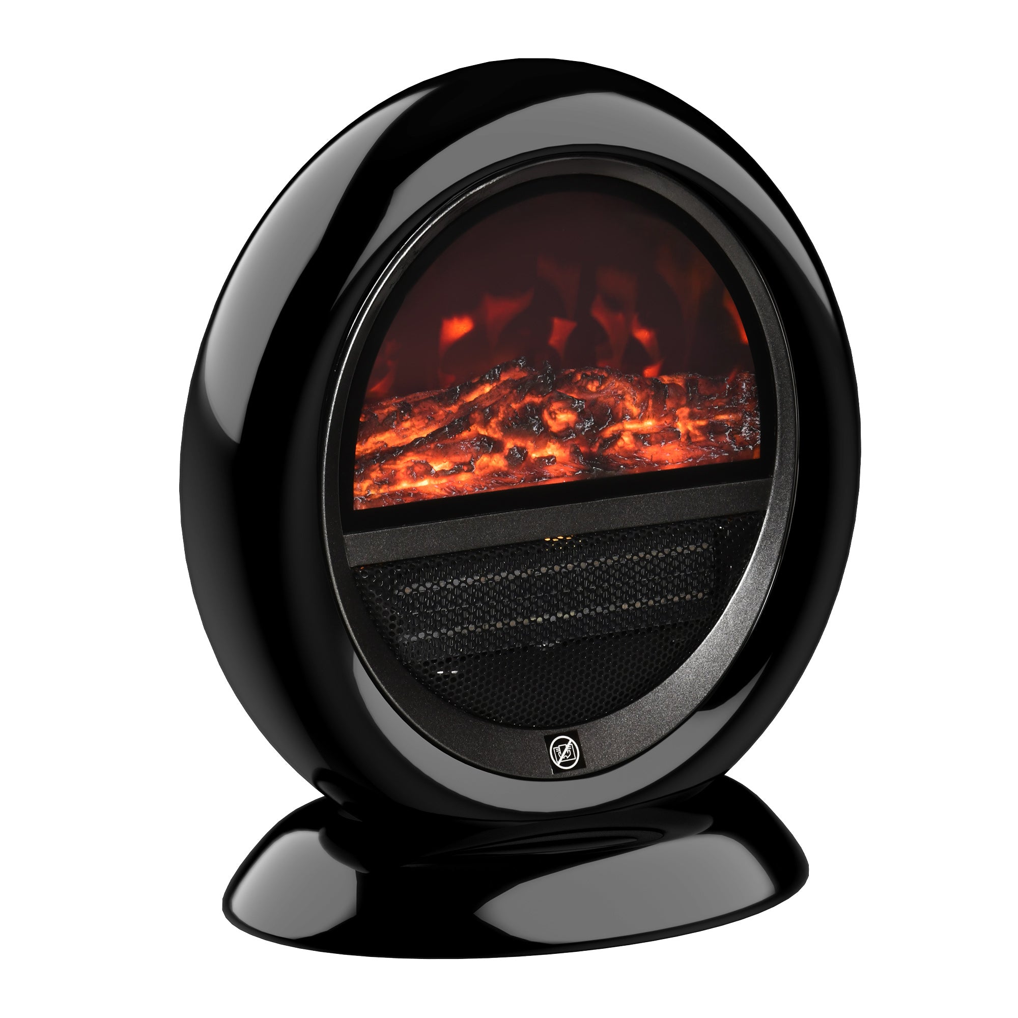 Freestanding Electric Fireplace Indoor Space Table Top Heater with Realistic Flame Effect, Rotatable Head, Overheating Protection, 1500W, Black