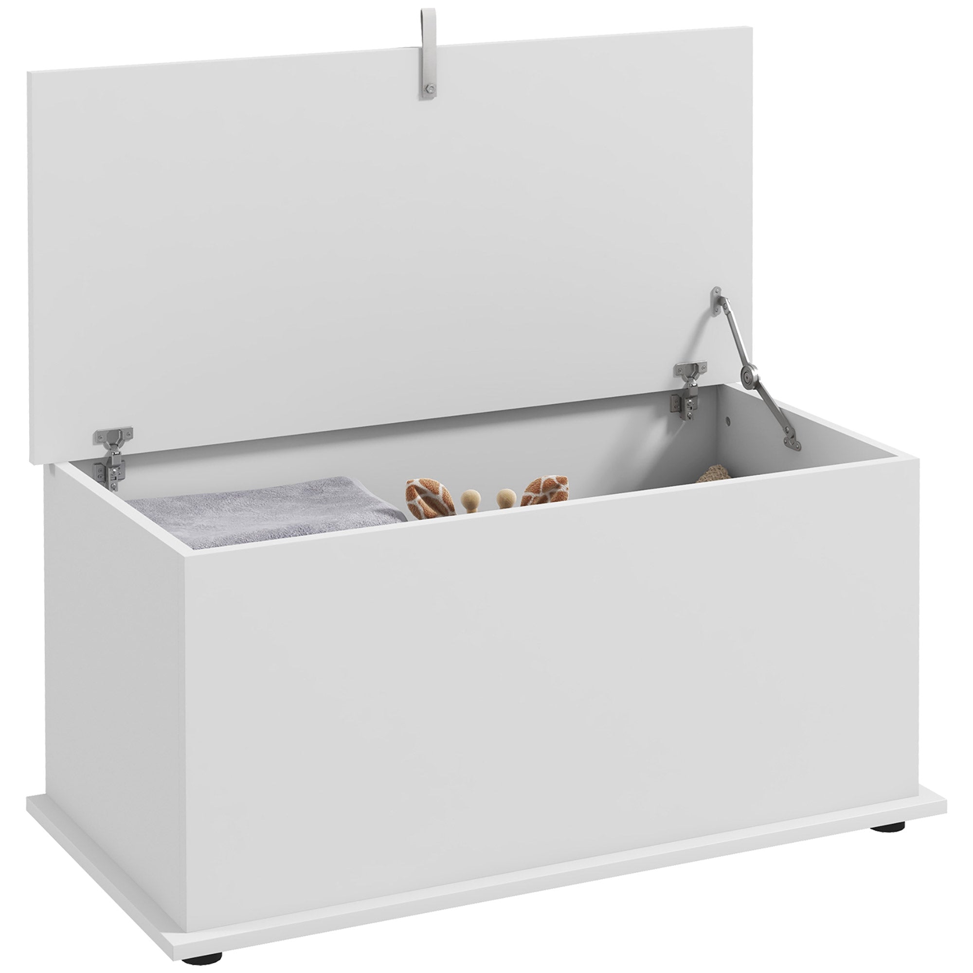 HOMCOM 31.5" Lift Top Storage Chest with 2 Safety Hinges, Storage Box Organizer with Flip-Top Lid, Entryway Storage Bench, White