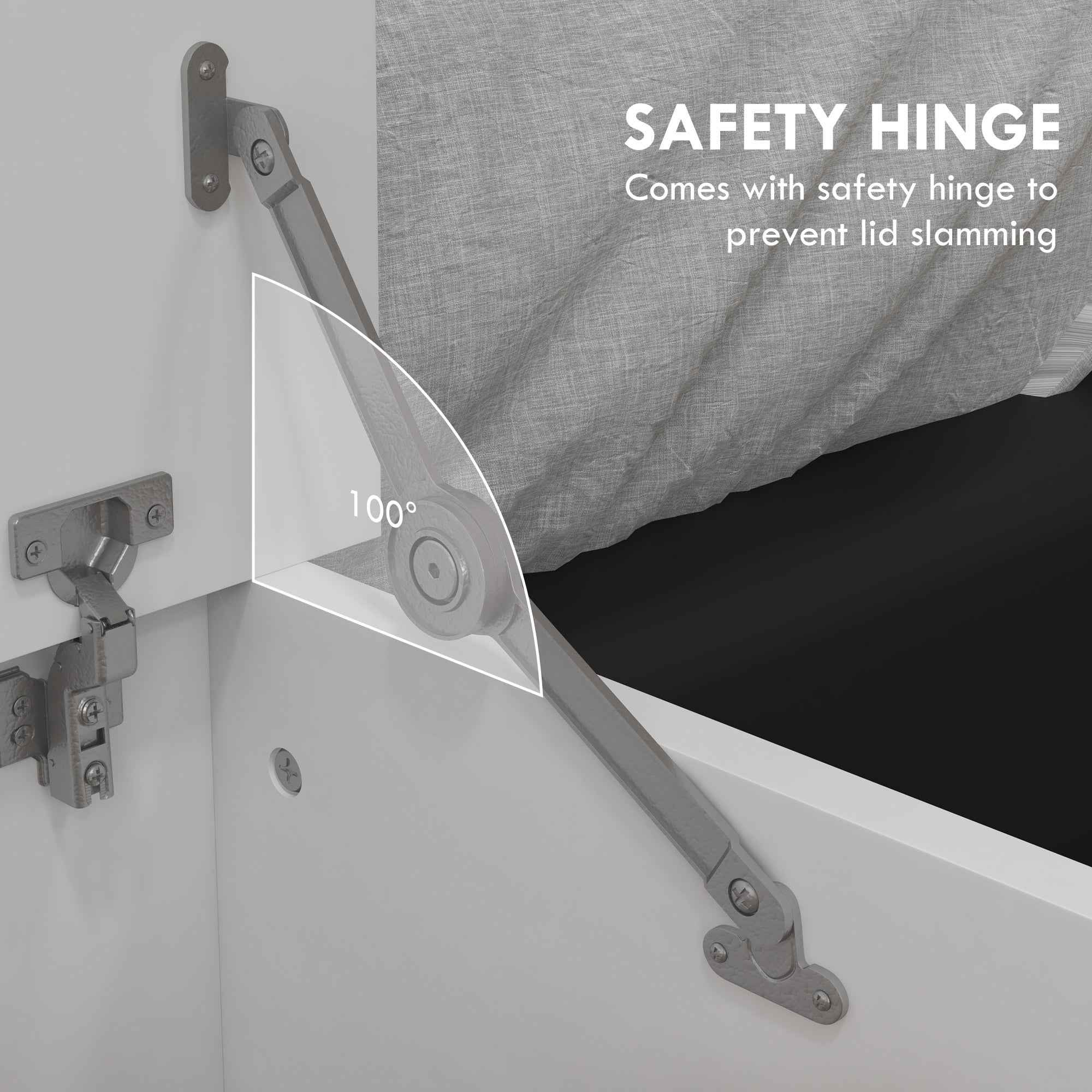 HOMCOM 31.5" Lift Top Storage Chest with 2 Safety Hinges, Storage Box Organizer with Flip-Top Lid, Entryway Storage Bench, White