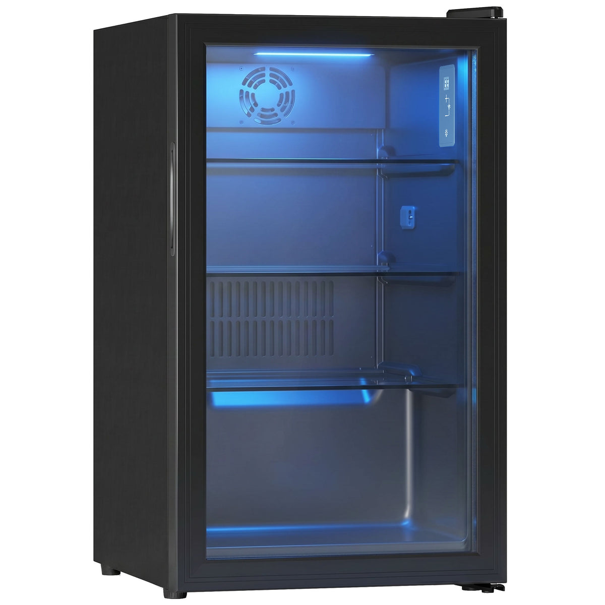 Beverage Refrigerator, 85 Can Mini Fridge with Glass Door, Auto-Defrost for Soda Beer, 2.1 Cu.Ft Freestanding Drink Fridge with LED Light for Home Office Bar, Black