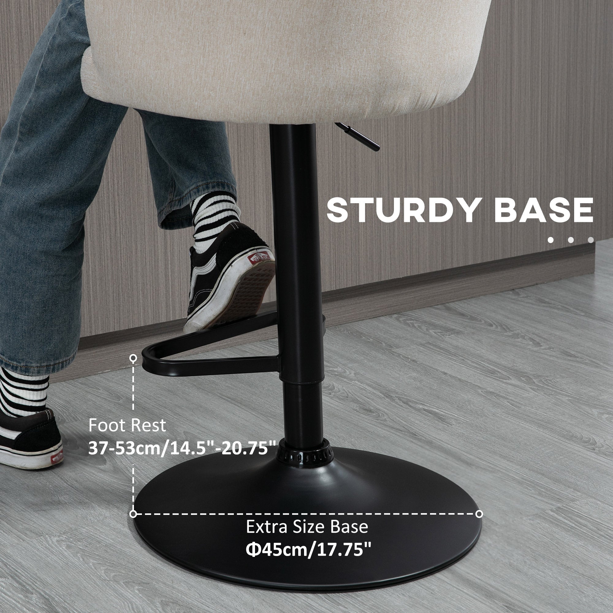 Modern Upholstered Adjustable Barstools with Swivel Seat Linen Fabric Steel Frame Beige - HOMCOM