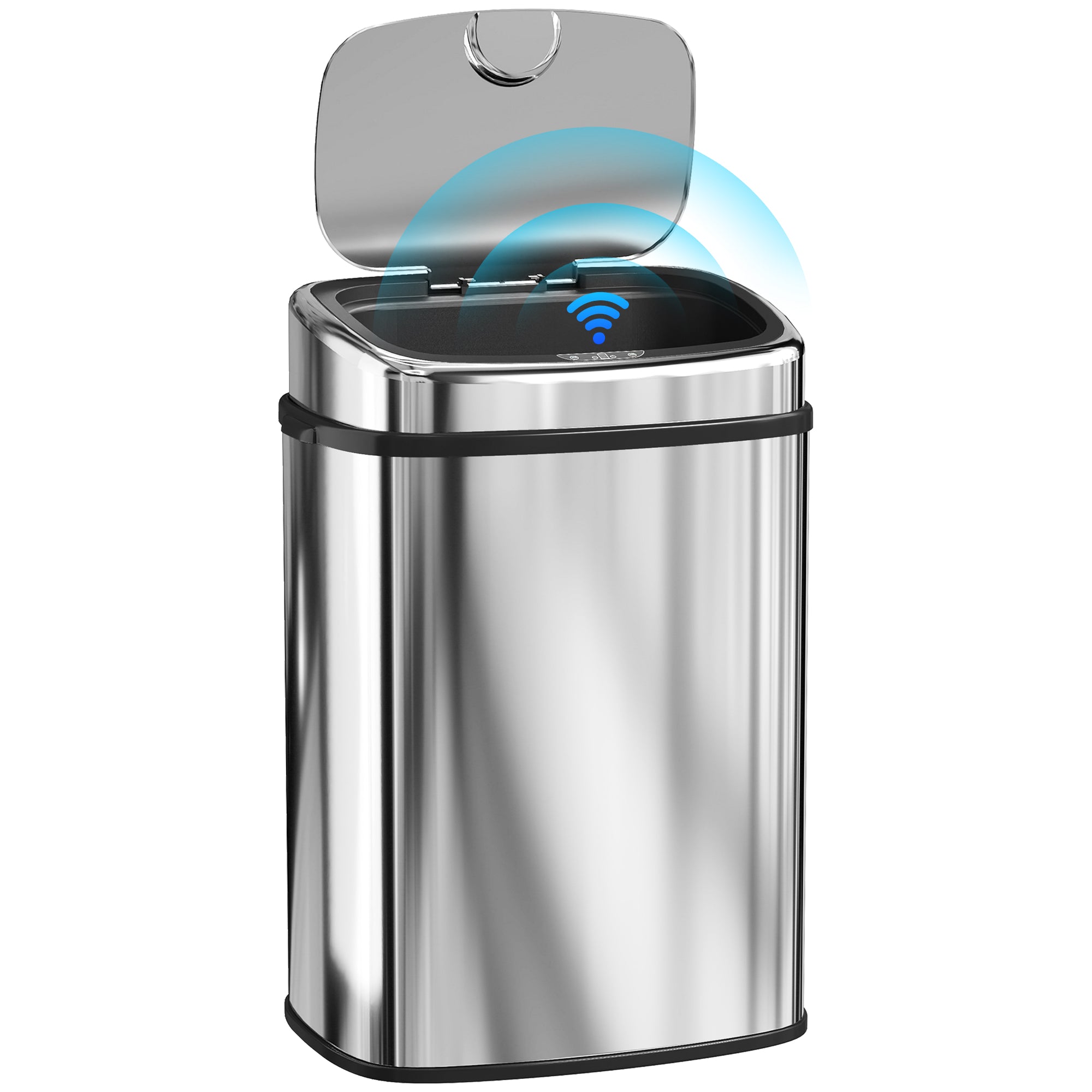 50L Sensor Bin with Soft-Close Lid, Automatic Touchless Motion Sensor Kitchen Bin with Fingerprint Resistant Stainless Steel for Hygienic Gyms, Home Office Use, Silver Tone