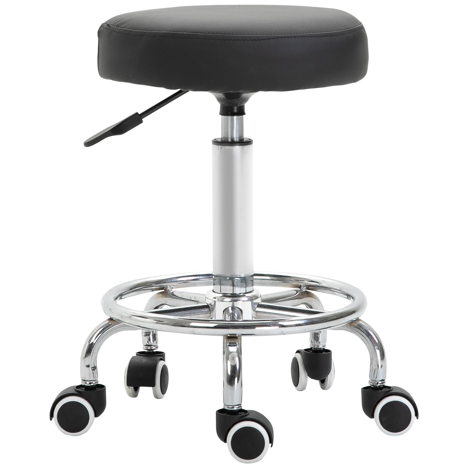 Vinsetto Adjustable Swivel Salon Stool Hydraulic PU Barber Rolling Massage Tattoo Chair Bar Beauty SPA Seat Black