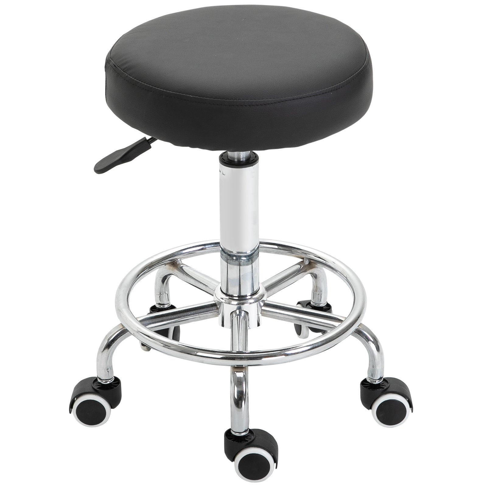 Vinsetto Adjustable Swivel Salon Stool Hydraulic PU Barber Rolling Massage Tattoo Chair Bar Beauty SPA Seat Black