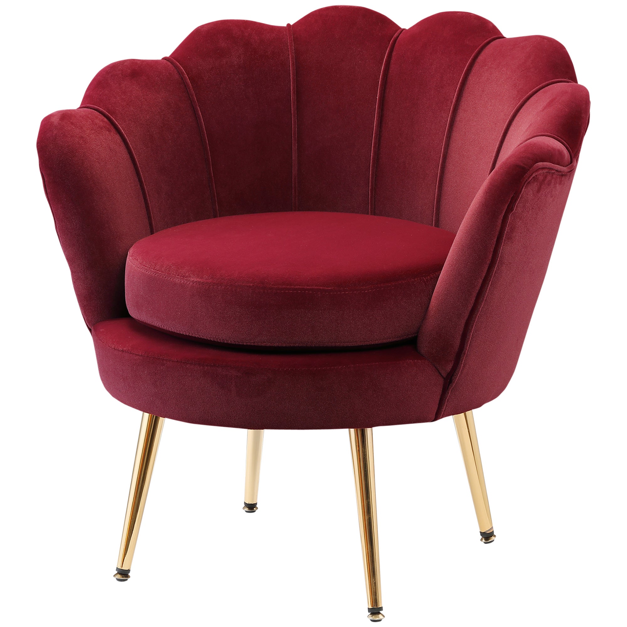 HOMCOM Modern Accent Chair, Velvet-Touch Fabric Leisure Club Chair with Gold Metal Legs for Bedroom, Wine Red