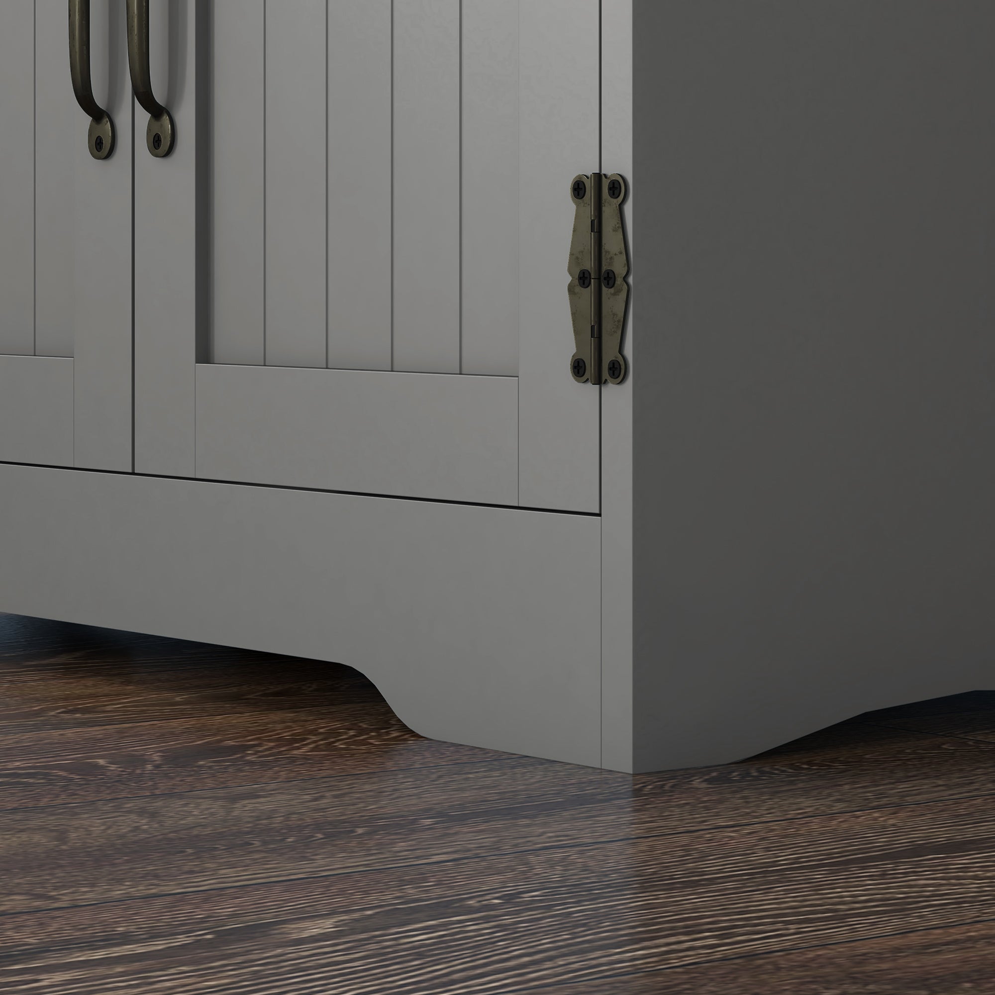 Accent Floor Storage Cabinet Kitchen Pantry with Adjustable Shelves and 2 Lower Doors Gray