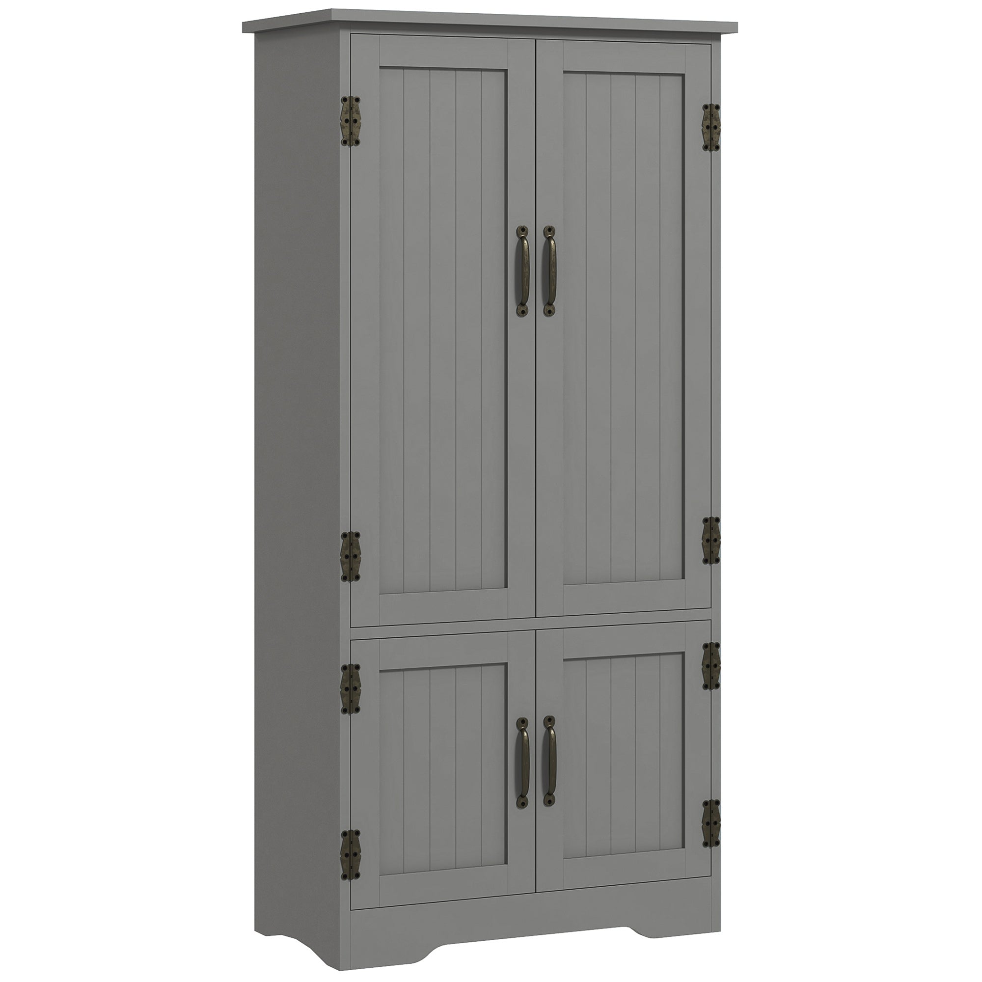 Accent Floor Storage Cabinet Kitchen Pantry with Adjustable Shelves and 2 Lower Doors Gray