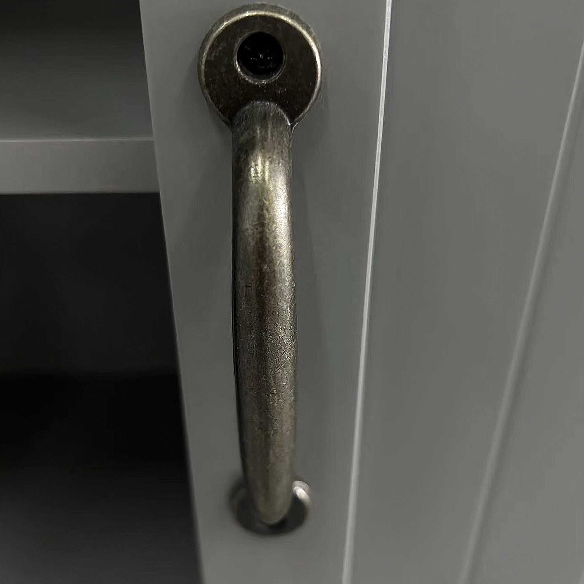 Accent Floor Storage Cabinet Kitchen Pantry with Adjustable Shelves and 2 Lower Doors Gray