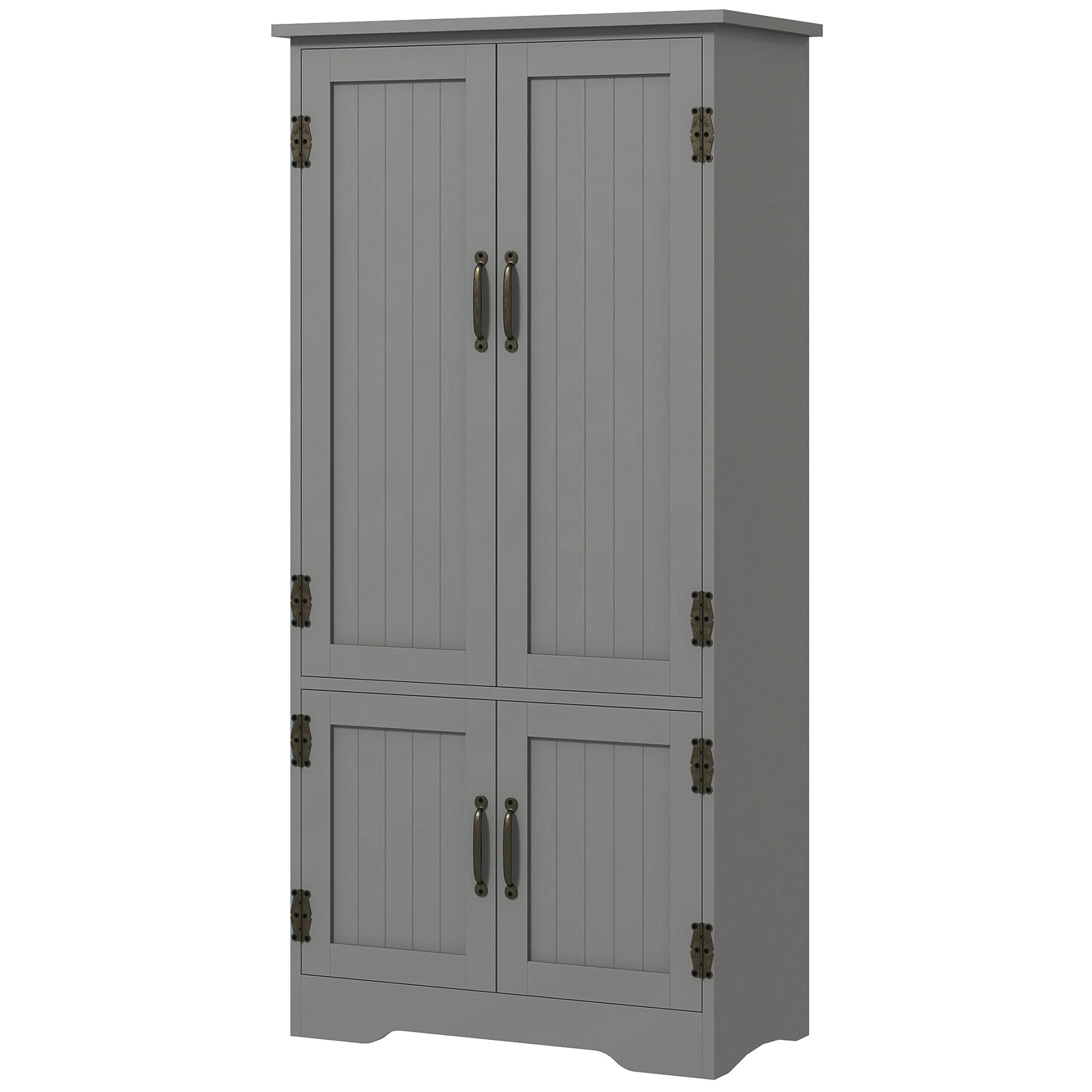 Accent Floor Storage Cabinet Kitchen Pantry with Adjustable Shelves and 2 Lower Doors Gray
