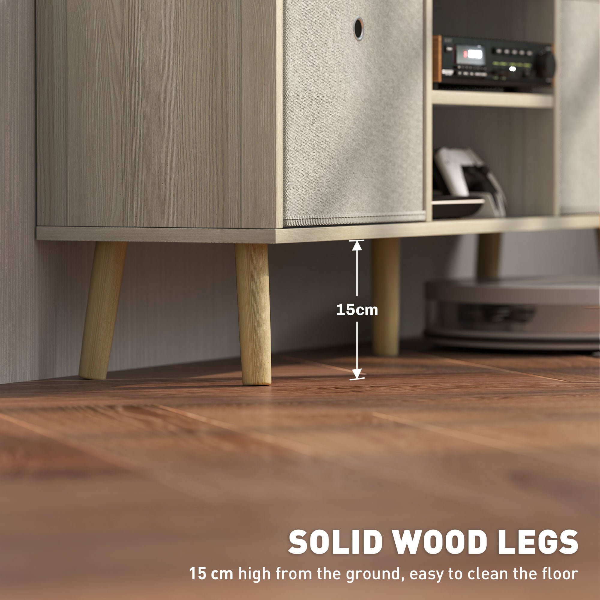 HOMCOM TV Cabinet Stand Unit for TVs up to 50" Flat Screen with Foldable Drawers and Shelves, Entertainment Centre for Living Room, Bedroom Nature Wood Finish