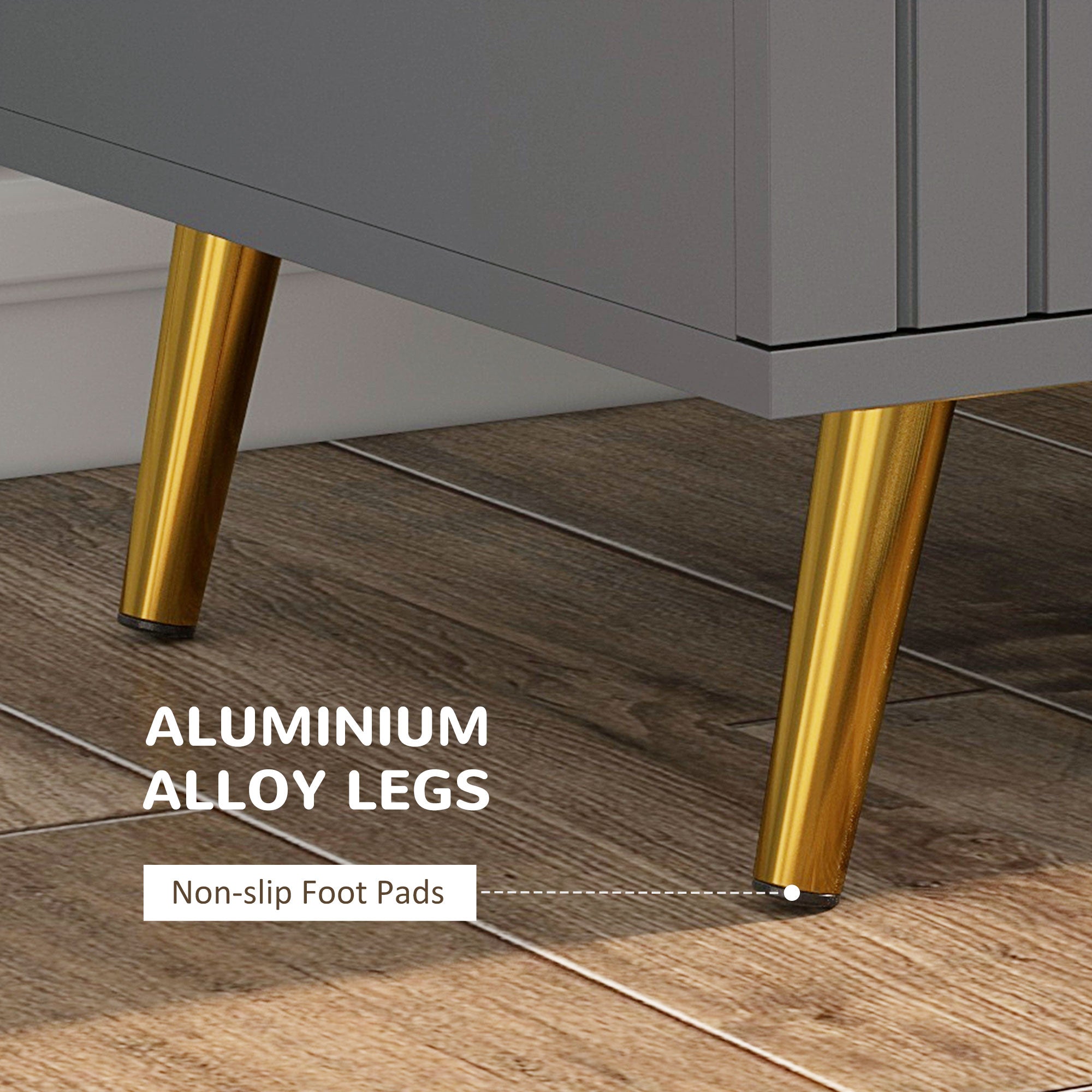 HOMCOM Bedroom Chest of Drawers, Modern 3-Drawer Dresser, Storage Drawer Unit with Aluminium Legs, Dark Grey