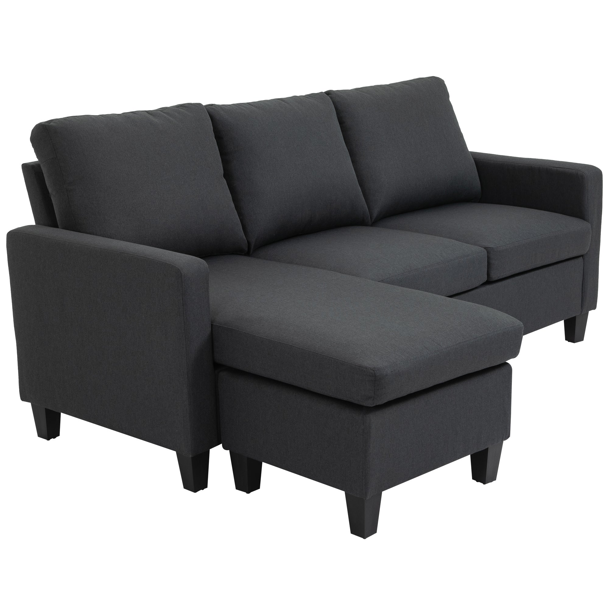 HOMCOM Sectional Sofa, L Shape Couch with Ottoman, Modern Sectional Couch for Living Room, Dark Grey