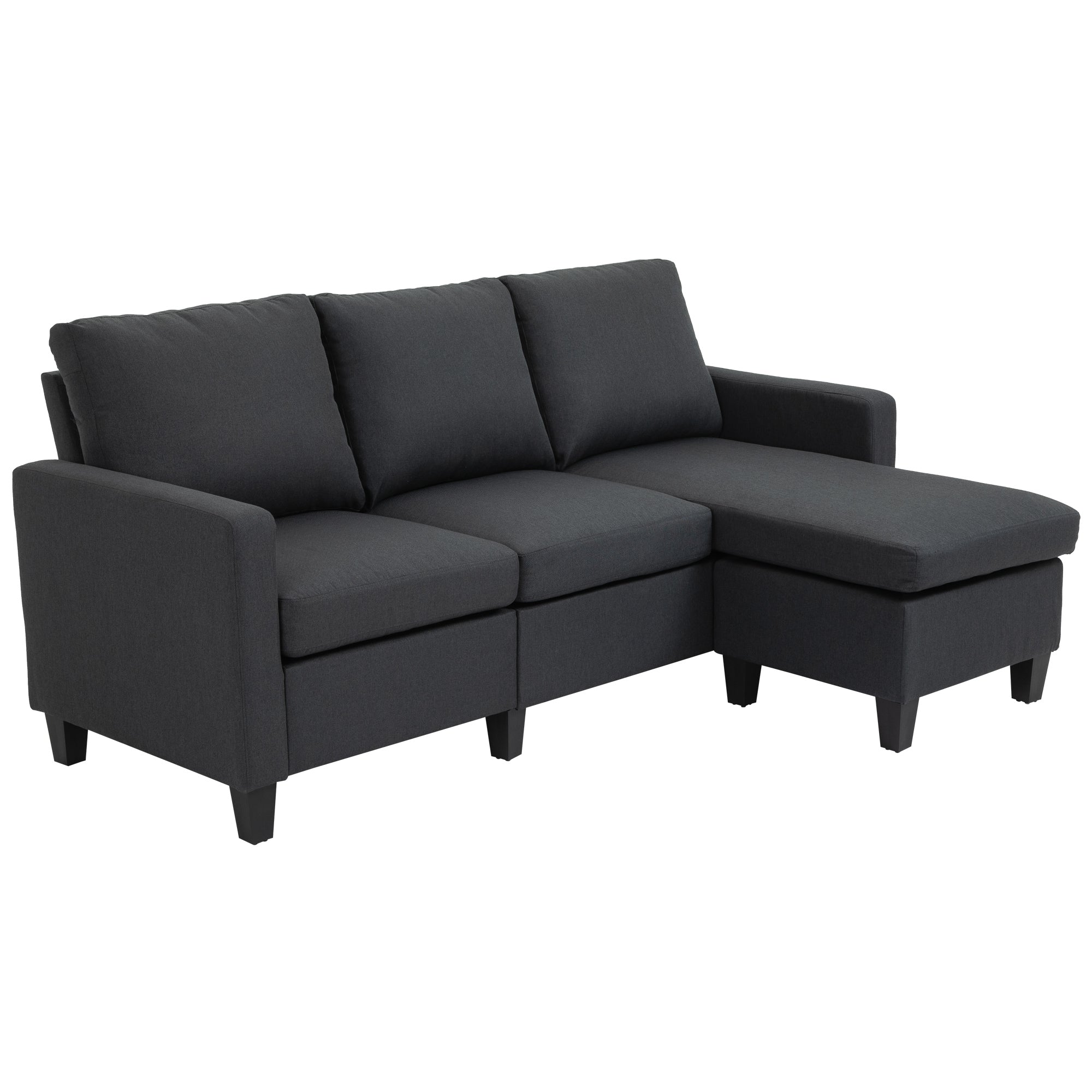 HOMCOM Sectional Sofa, L Shape Couch with Ottoman, Modern Sectional Couch for Living Room, Dark Grey