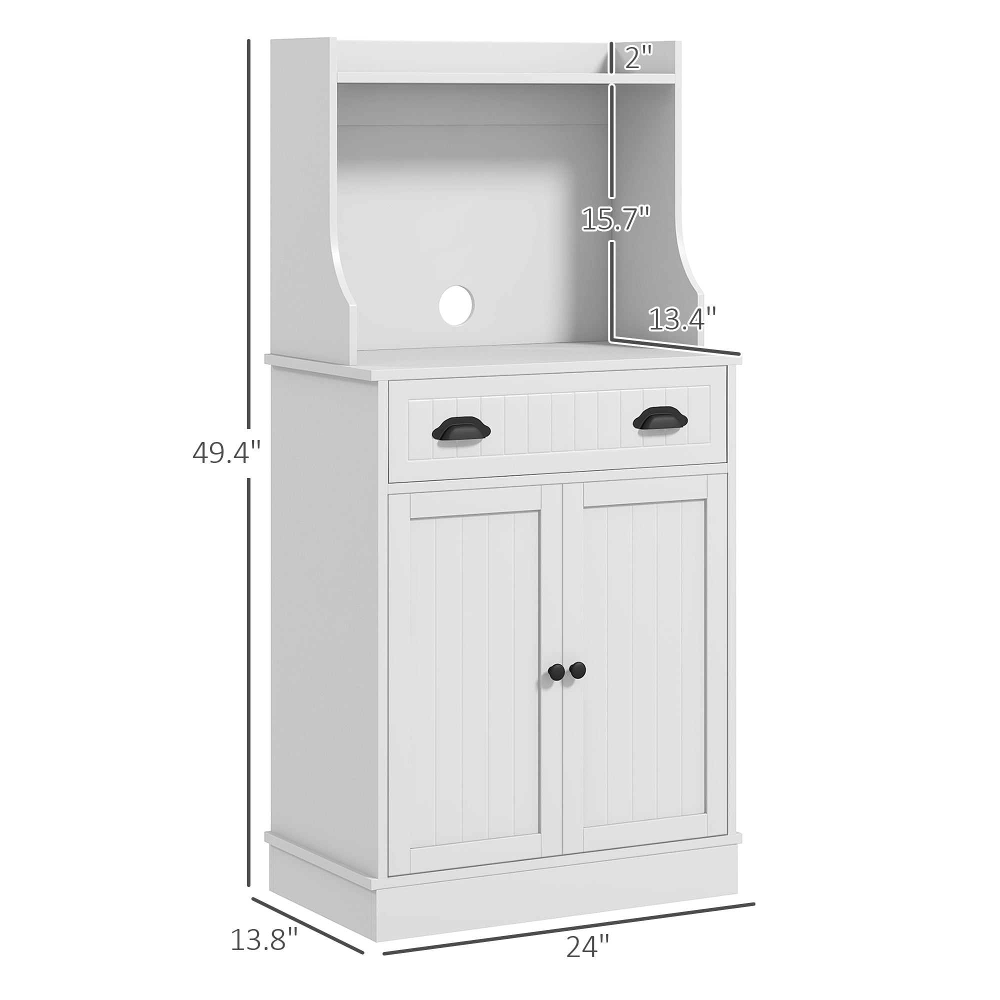 Kitchen Microwave Cabinet with Drawer, Cabinet & Adjustable Shelf for Dining, White