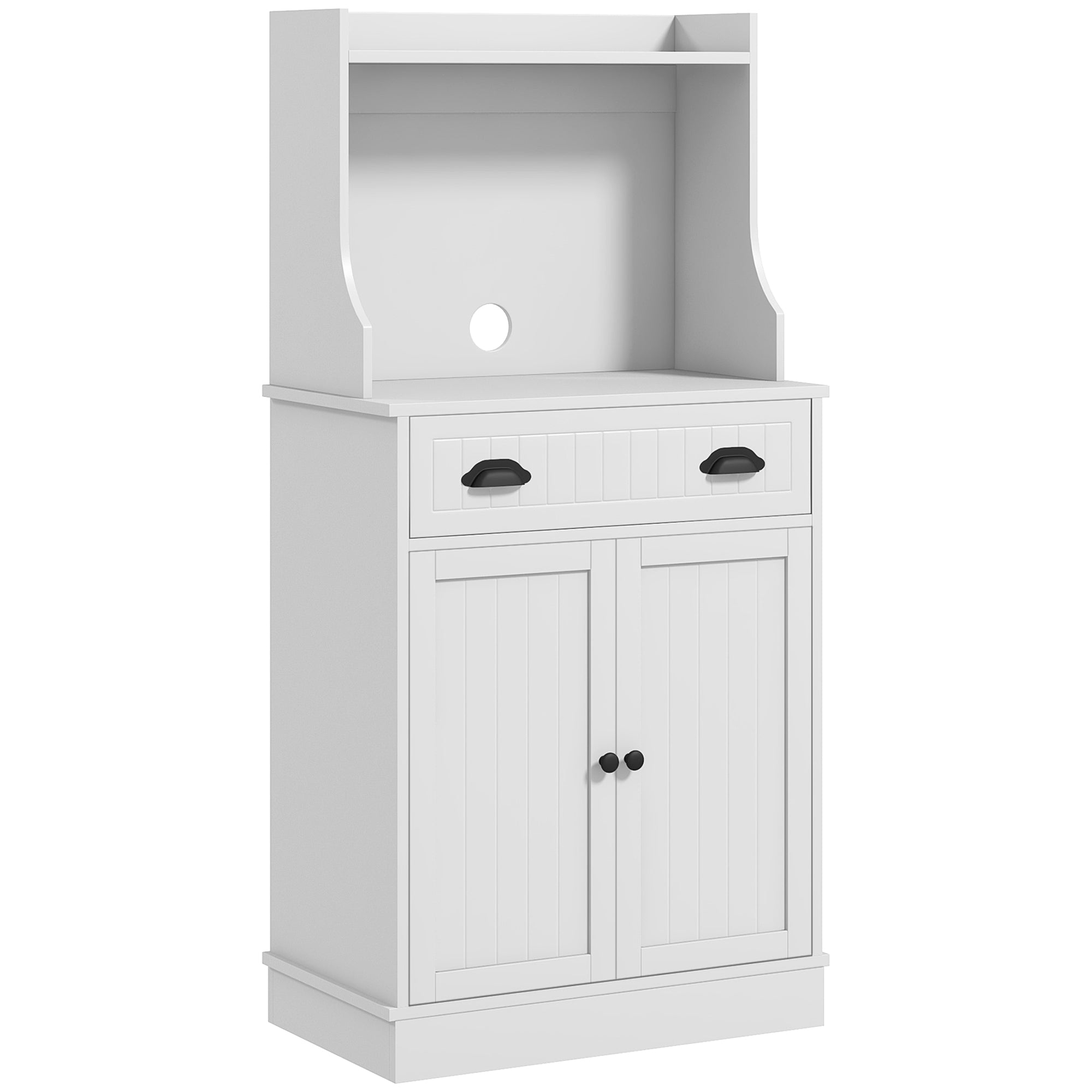Kitchen Microwave Cabinet with Drawer, Cabinet & Adjustable Shelf for Dining, White