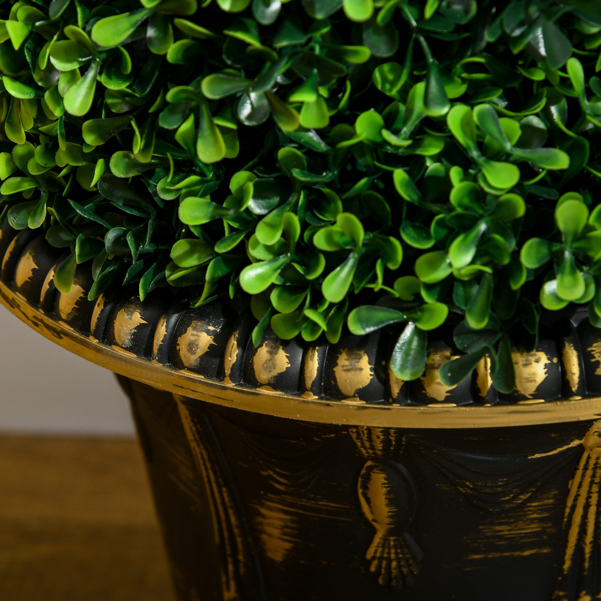 HOMCOM Set of 2 Decorative Artificial Plants Topiary Spiral Boxwood Trees in Pot, Fake Plants for Home Indoor Outdoor Decor, 90cm