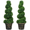 HOMCOM Set of 2 Decorative Artificial Plants Topiary Spiral Boxwood Trees in Pot, Fake Plants for Home Indoor Outdoor Decor, 90cm