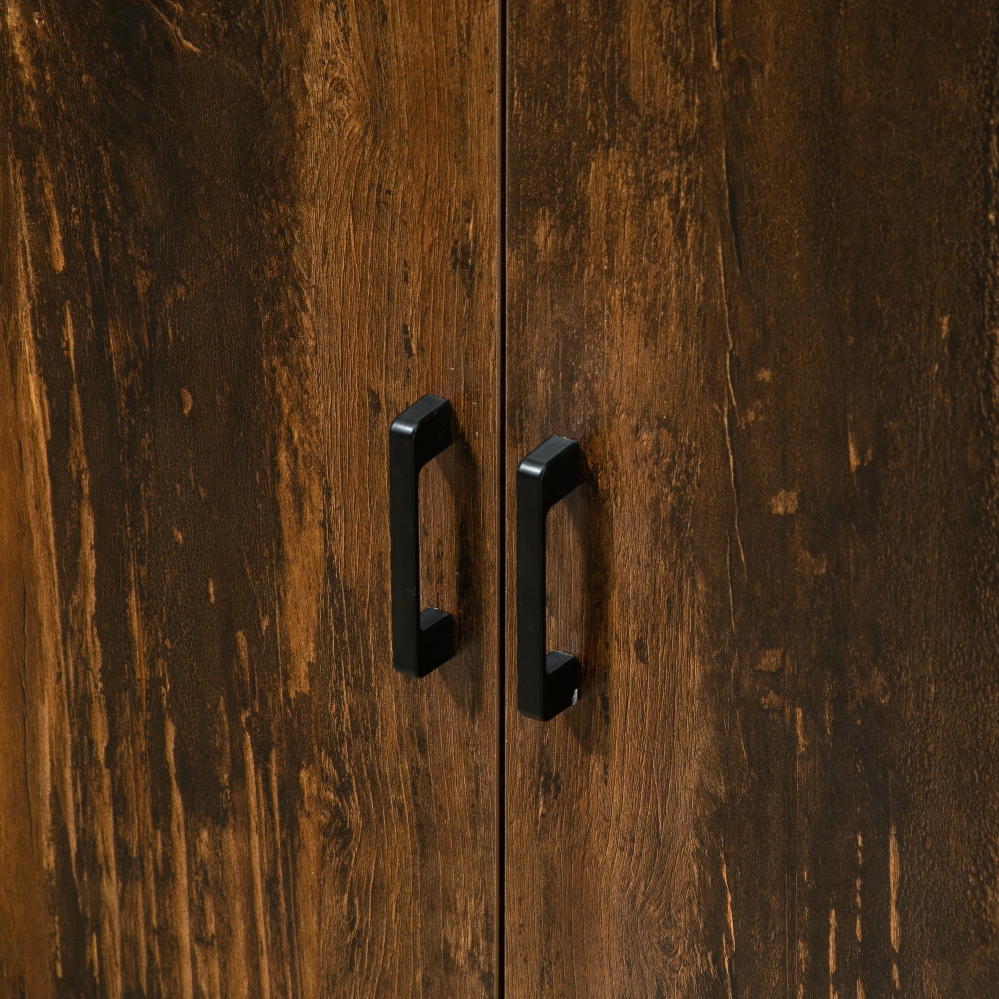 Industrial Sideboard Buffet Cabinet with Doors & Adjustable Shelves, Rustic Brown