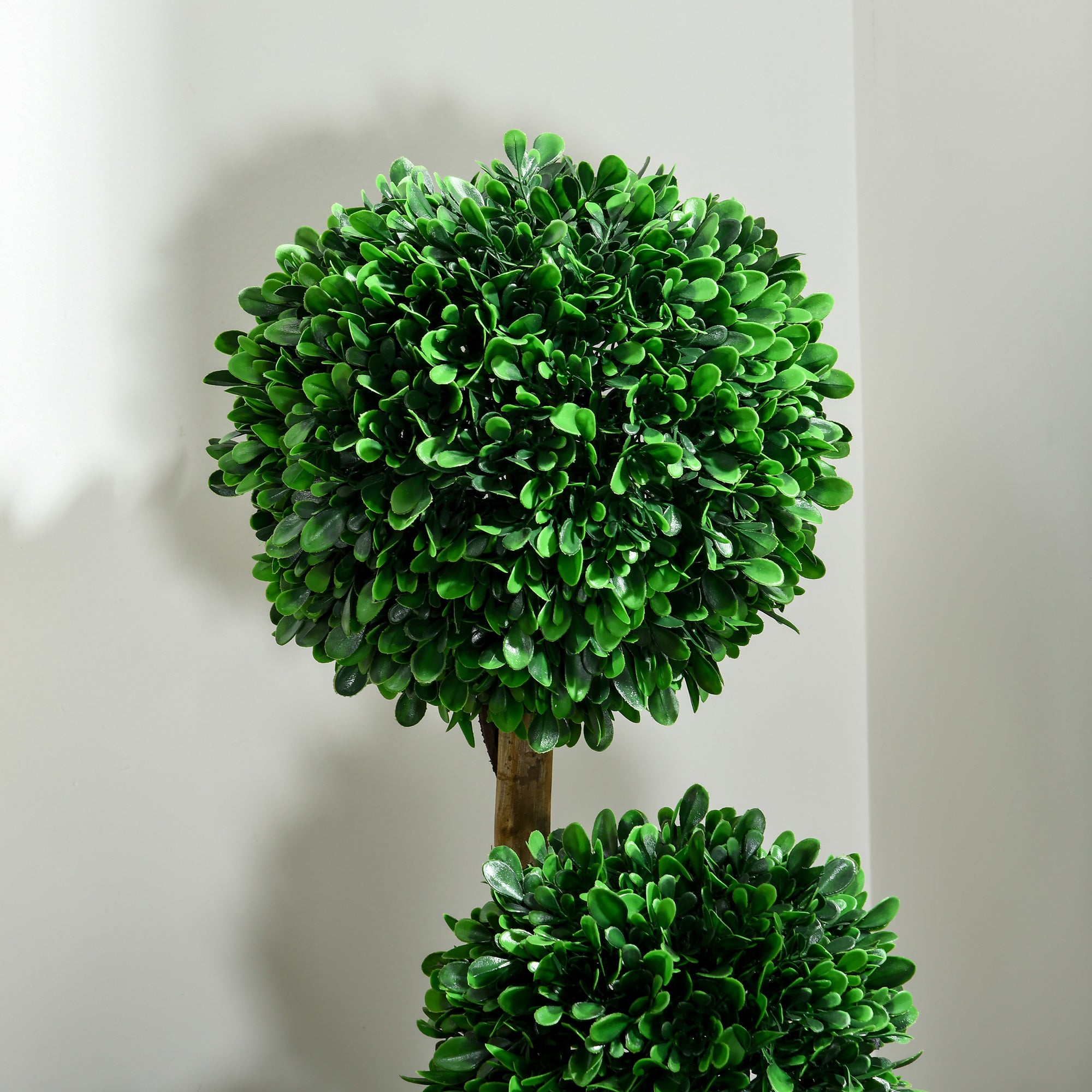 3ft Artificial Tree, Triple Ball Boxwood Topiary with Pot and Sandalwood Leaves