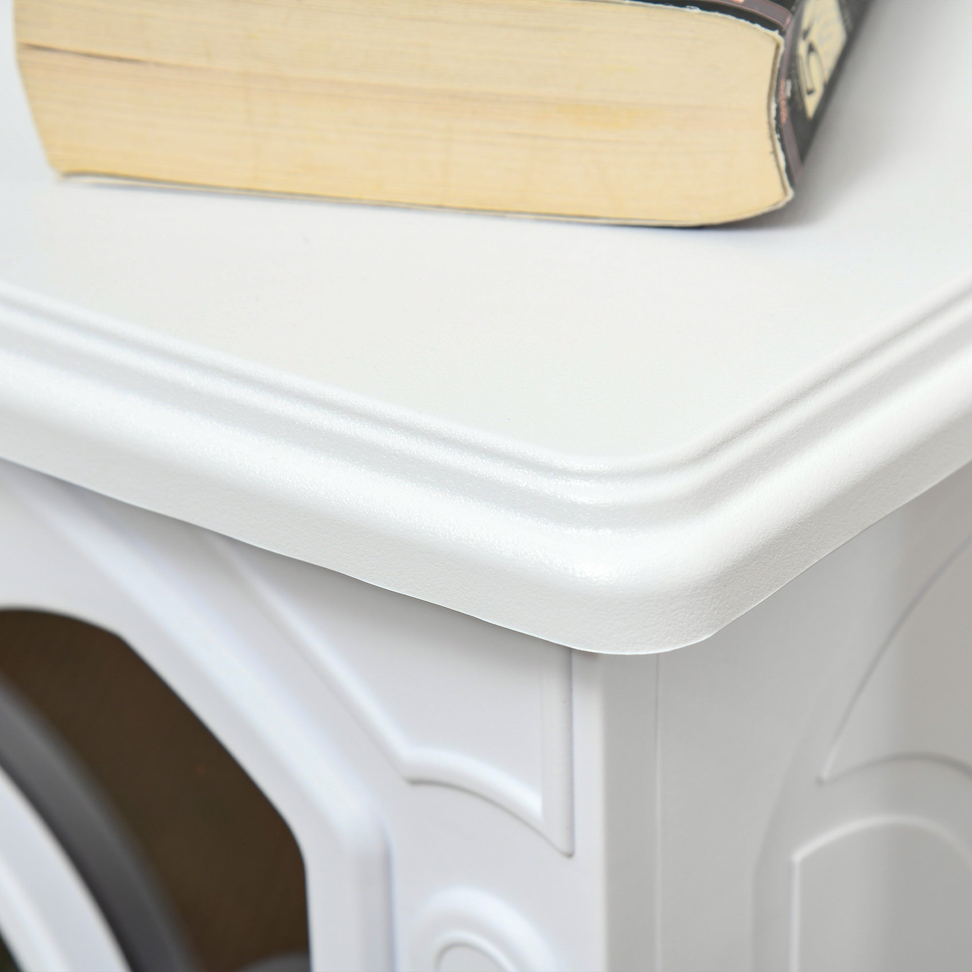 Electric Fireplace Heater, 17" Freestanding Fireplace Stove with Overheating Protection, Realistic Flame, Portable, 750W/1500W, White