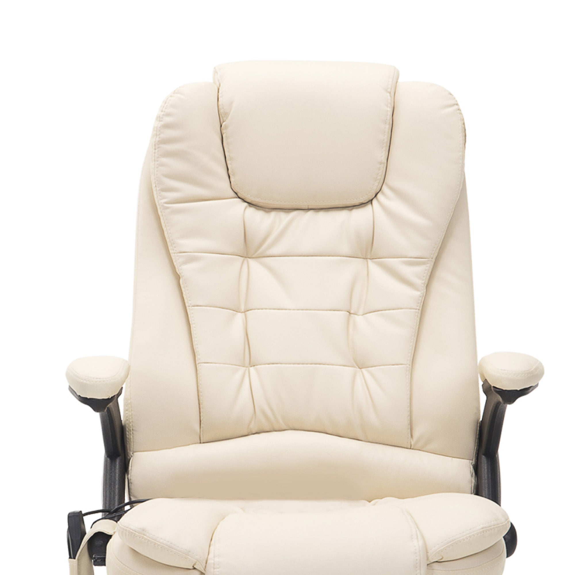HOMCOM Executive Office Chair with Massage and Heat, High Back PU Leather Massage Office Chair with Adjustable Height, Beige