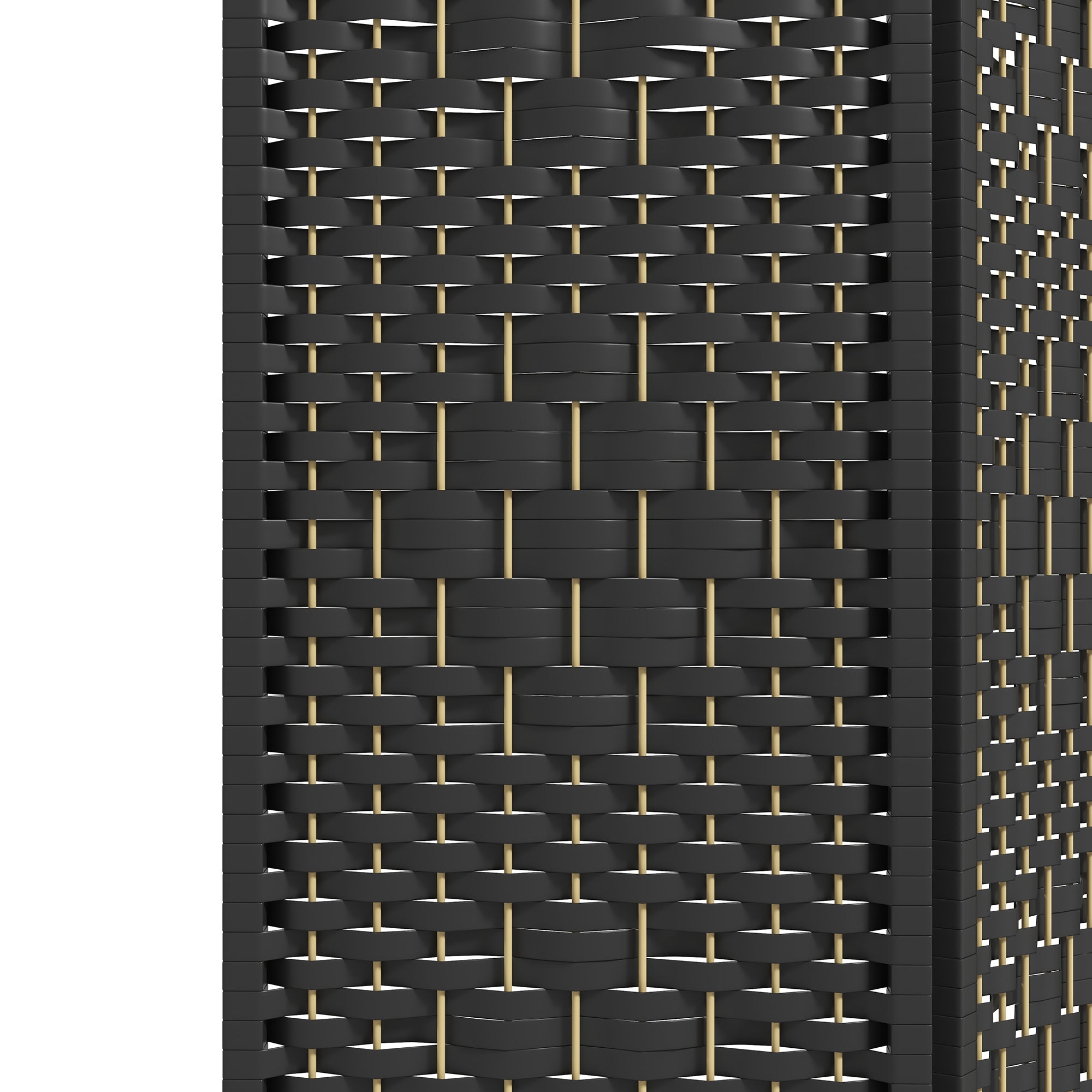 6 Panel Folding Room Divider, Portable Privacy Screen, Wave Fiber, Black