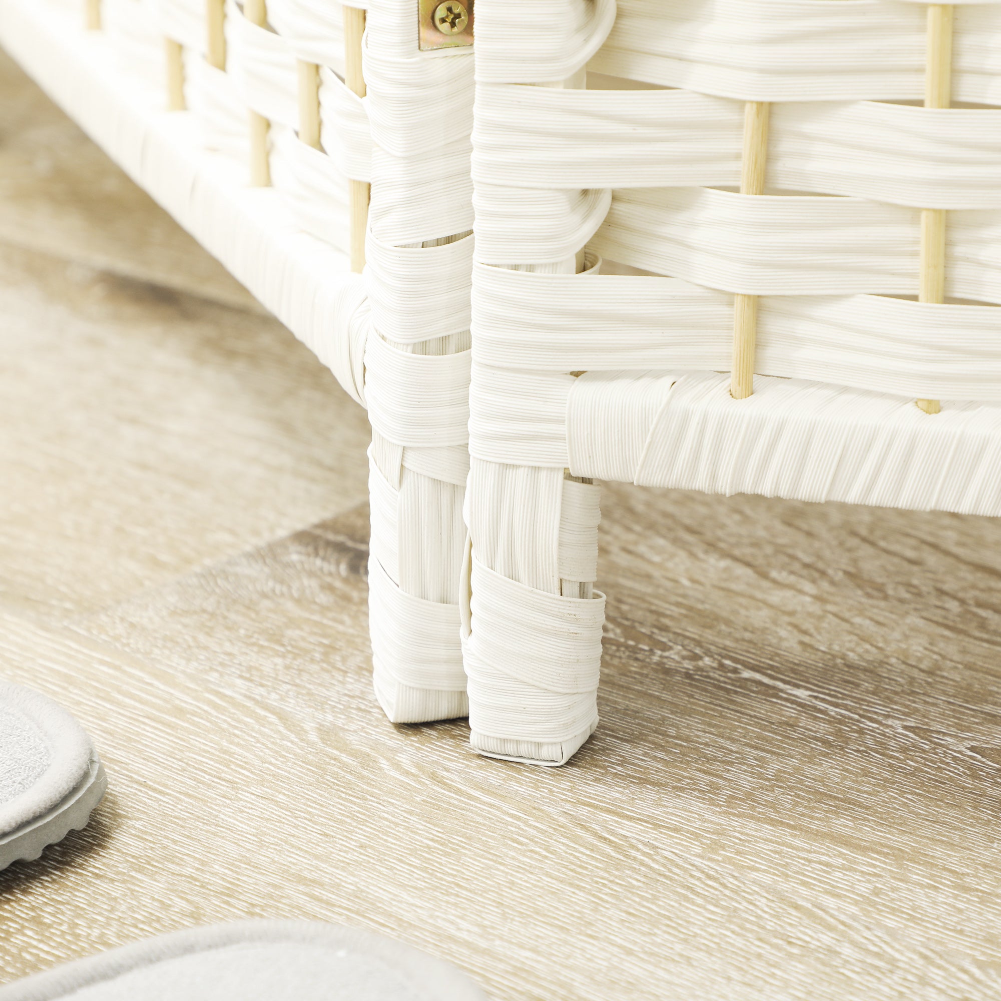 4 Panel 6' Tall Privacy Screen Freestanding Wood Partition, White