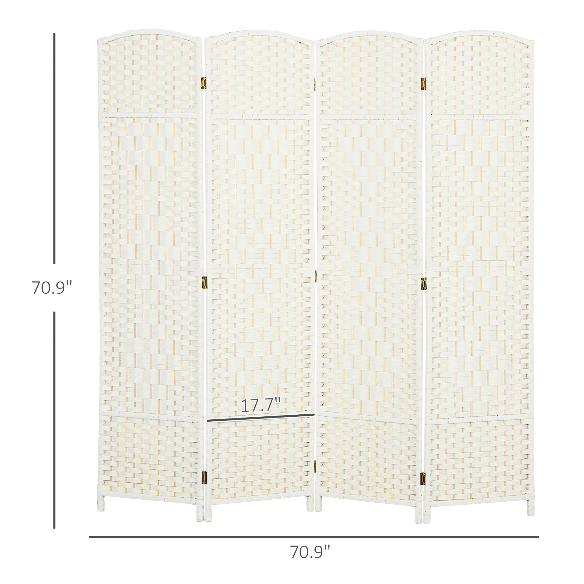 4 Panel 6' Tall Privacy Screen Freestanding Wood Partition, White