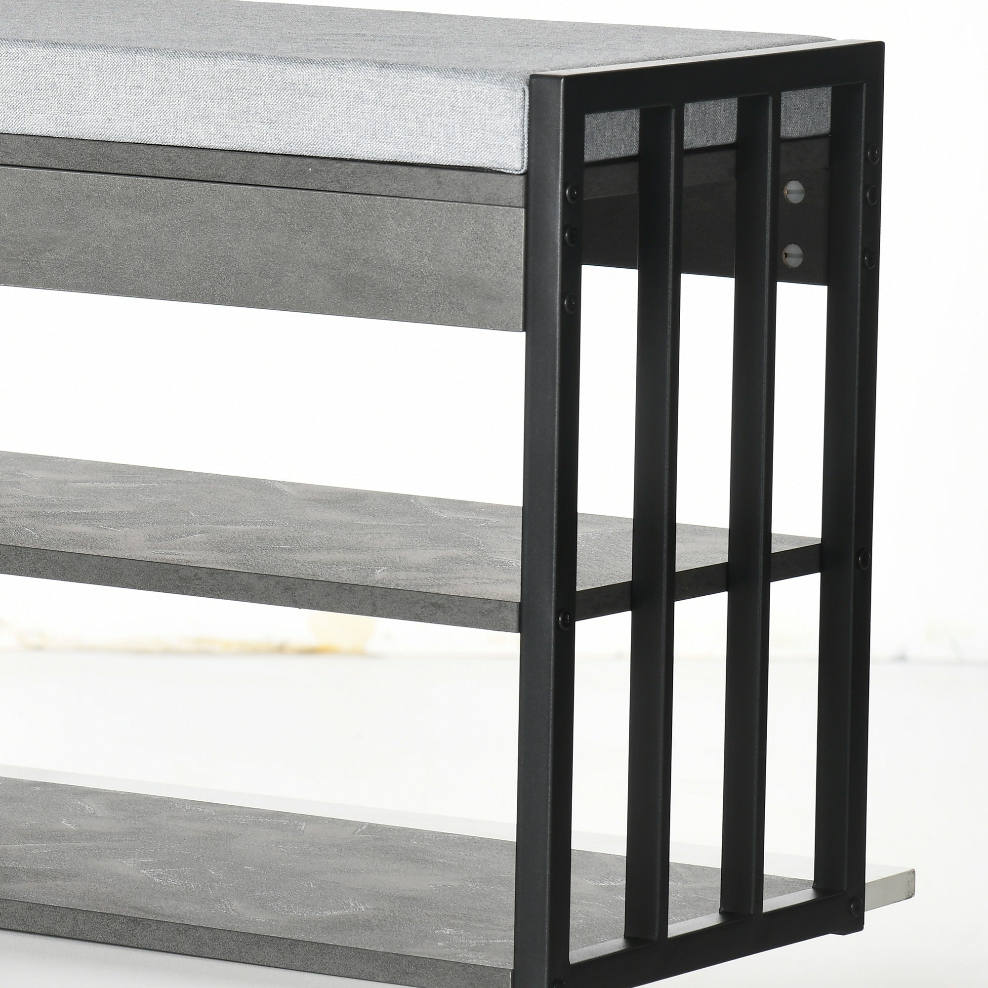 HOMCOM Shoe Bench, Modern Shoe Storage Bench with Cushion and Shelves, Shoe Rack Bench for Entryway, Hallway, Grey