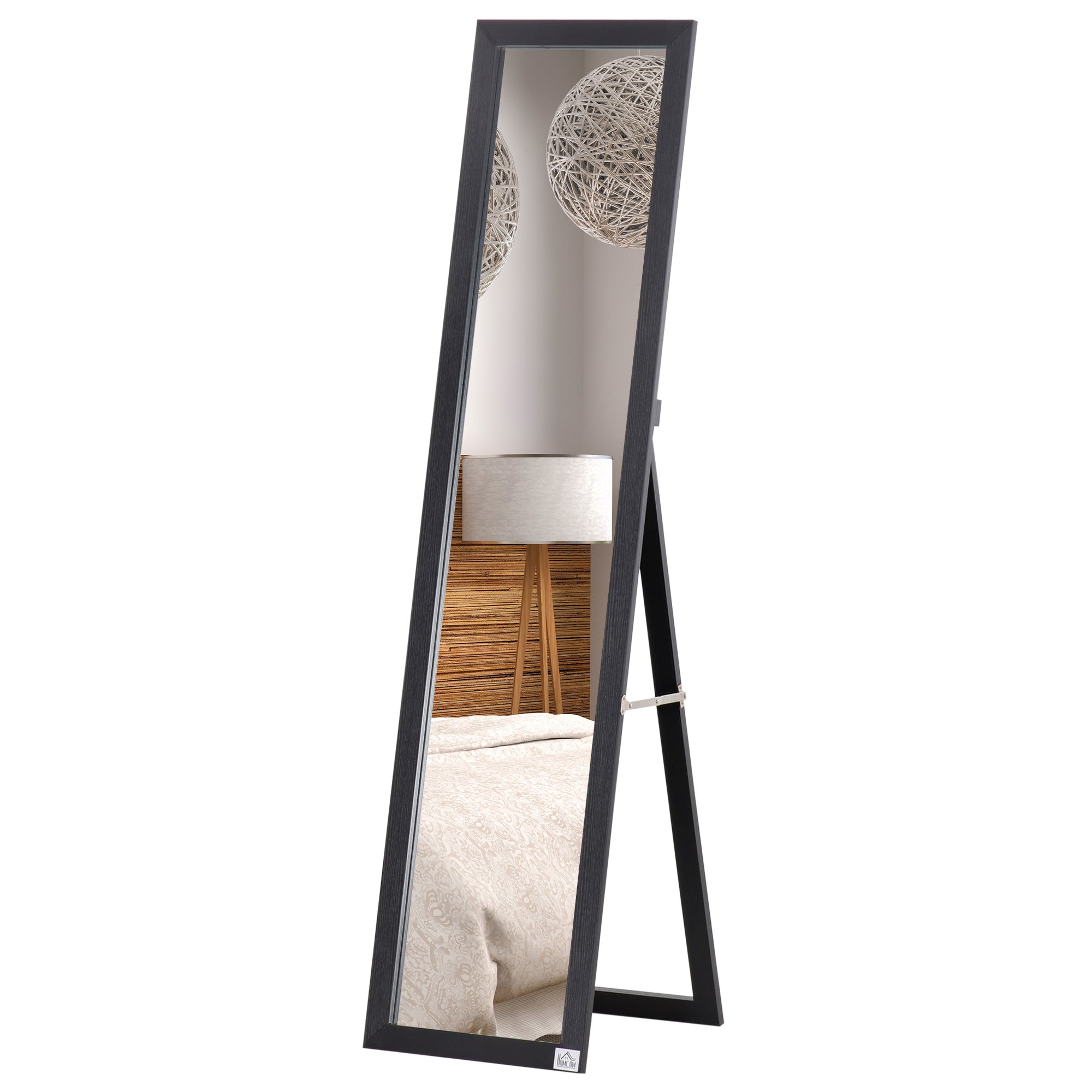 HOMCOM Full Length Mirror, Floor Standing or Wall-Mounted Long Mirror, Rectangular Full Body Mirror for Bedroom, Living Room, Black