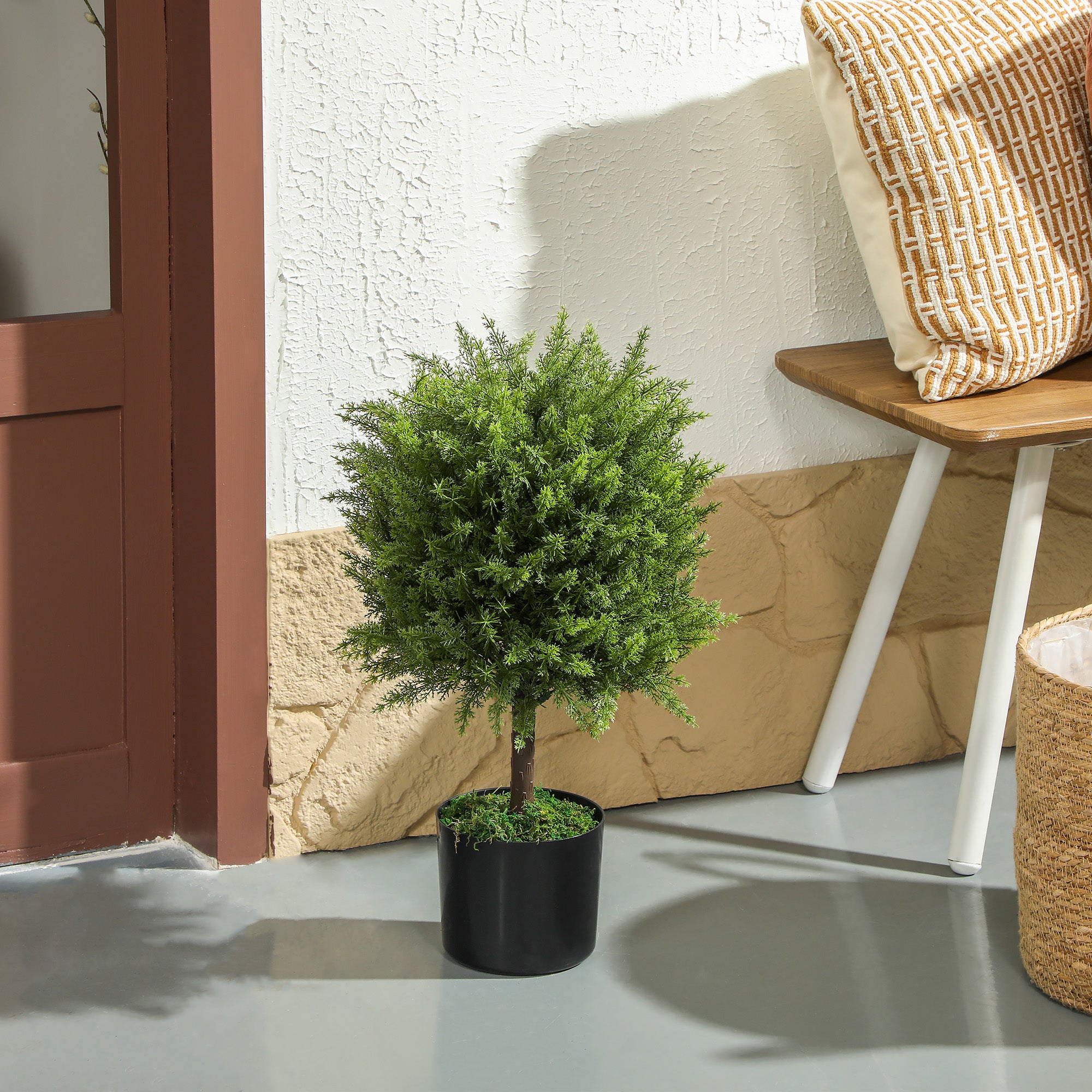 Decorative Artificial Plant, Cedar Topiary Tree in Pot, Fake Plants for Home Indoor outdoor Decor, 21.7 inch, Green