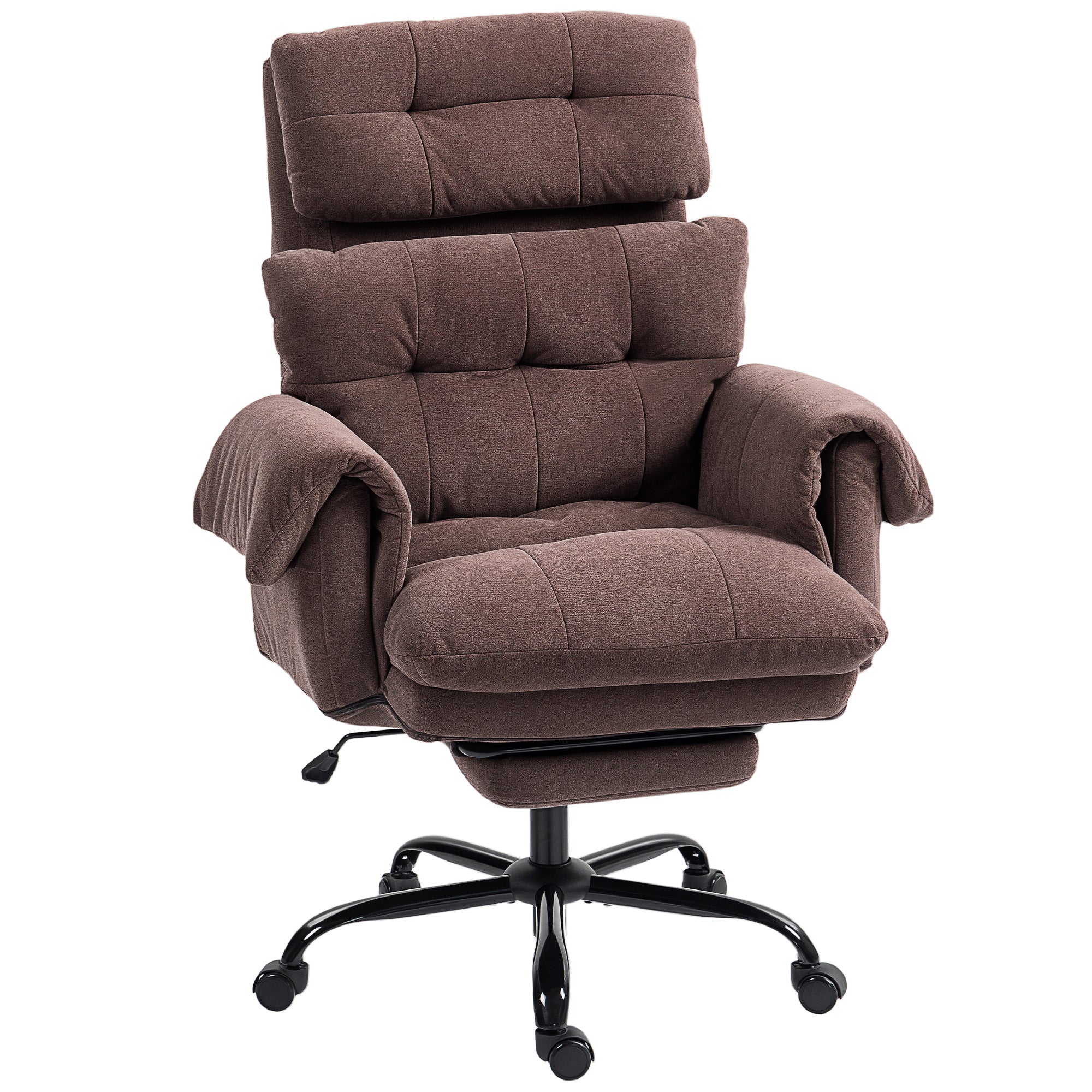 Ergonomic Office Chair with Footrest, Thickly Padded, Reclining Executive Computer Desk Chair with Adjustable Backrest, Lumbar Support and Headrest, Coffee