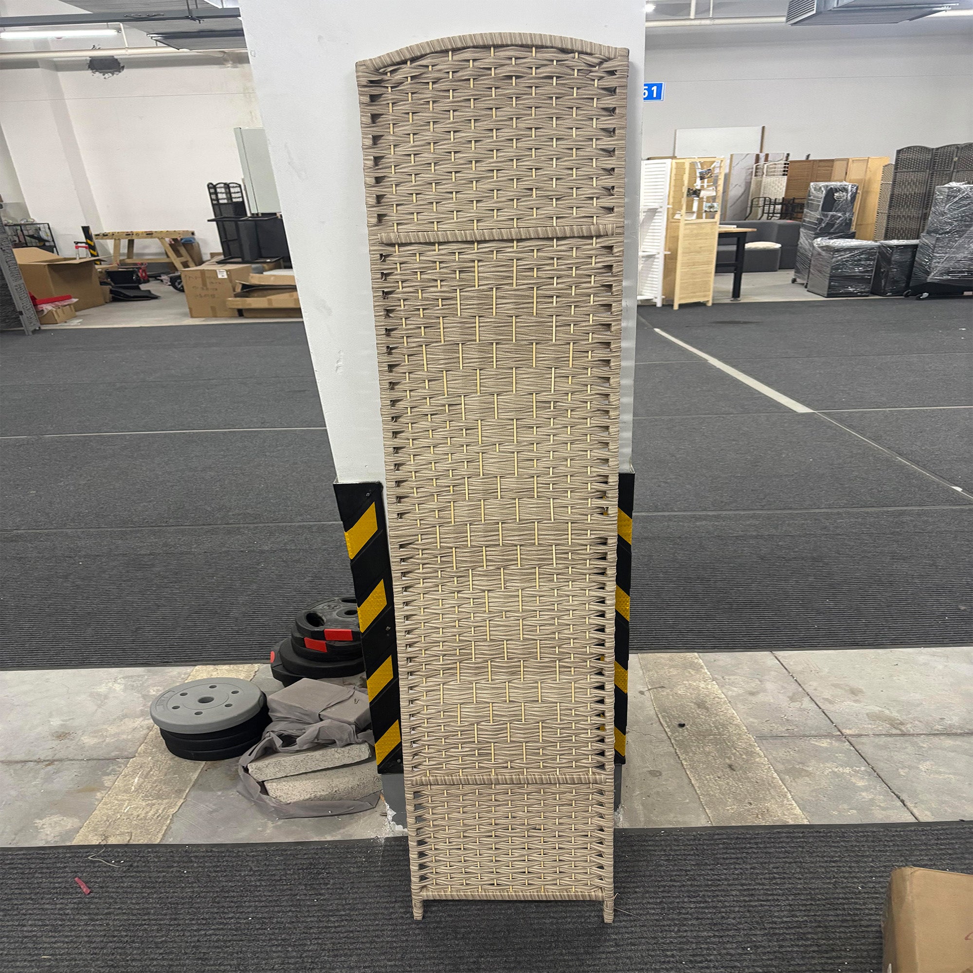 3 Panel Room Divider, 6' Tall Folding Privacy Screen, Hand-Woven Freestanding Wall Partition for Home Office, Bedroom, Washed Oak