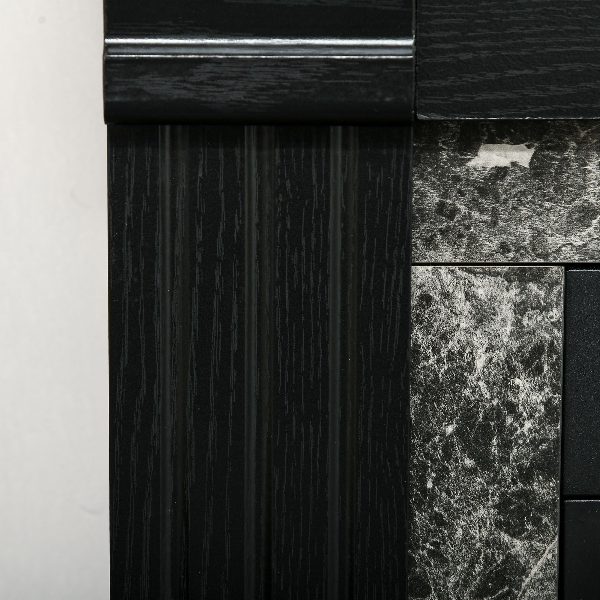 HOMCOM Electric Fireplace Mantel Wood Surround, Freestanding Fireplace Heater with Realistic Flame, Adjustable Temperature, Timer, Overheating Protection, and Remote Control, Black