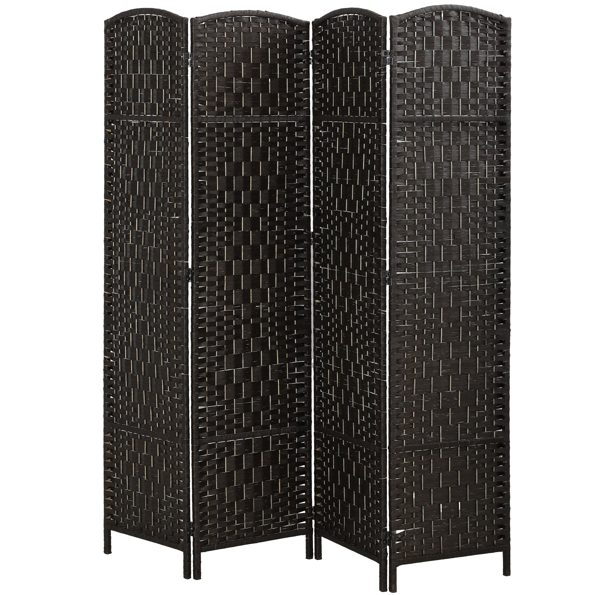 Room Divider, 4 Panel Folding Privacy Screen, 70.9" Tall Portable Wicker Weave Partition Wall Divider for Bedroom, Home Office, Coffee