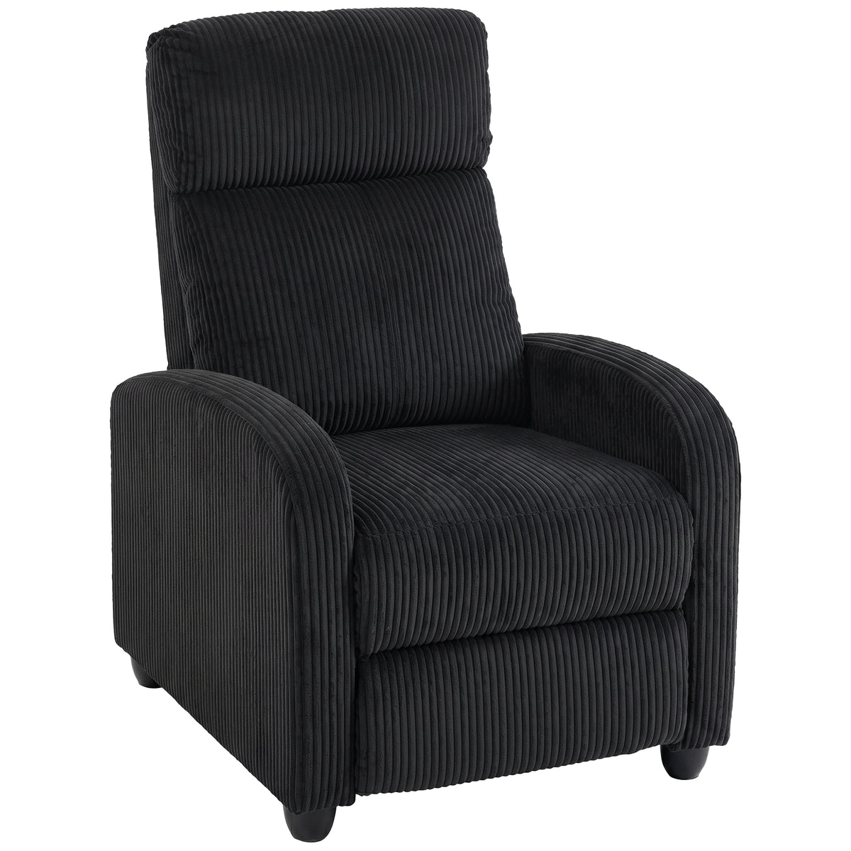 Push Back Recliner Chair, Corduroy Home Theater Seating, Single Reclining Sofa Chair with Padded Seat for Living Room, Black