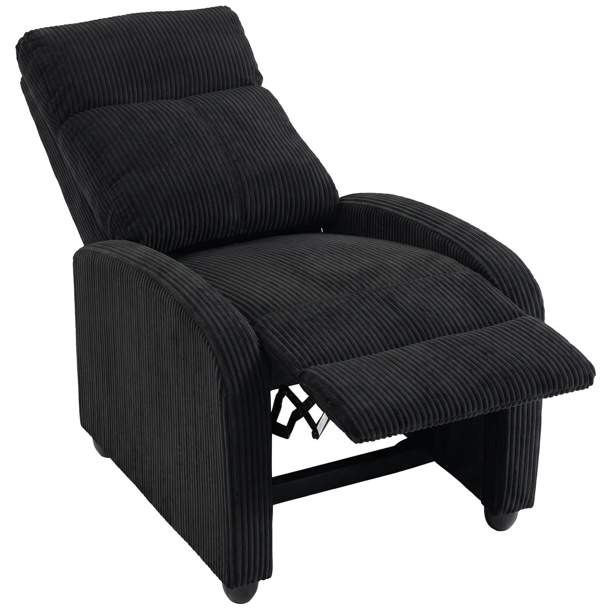 Push Back Recliner Chair, Corduroy Home Theater Seating, Single Reclining Sofa Chair with Padded Seat for Living Room, Black