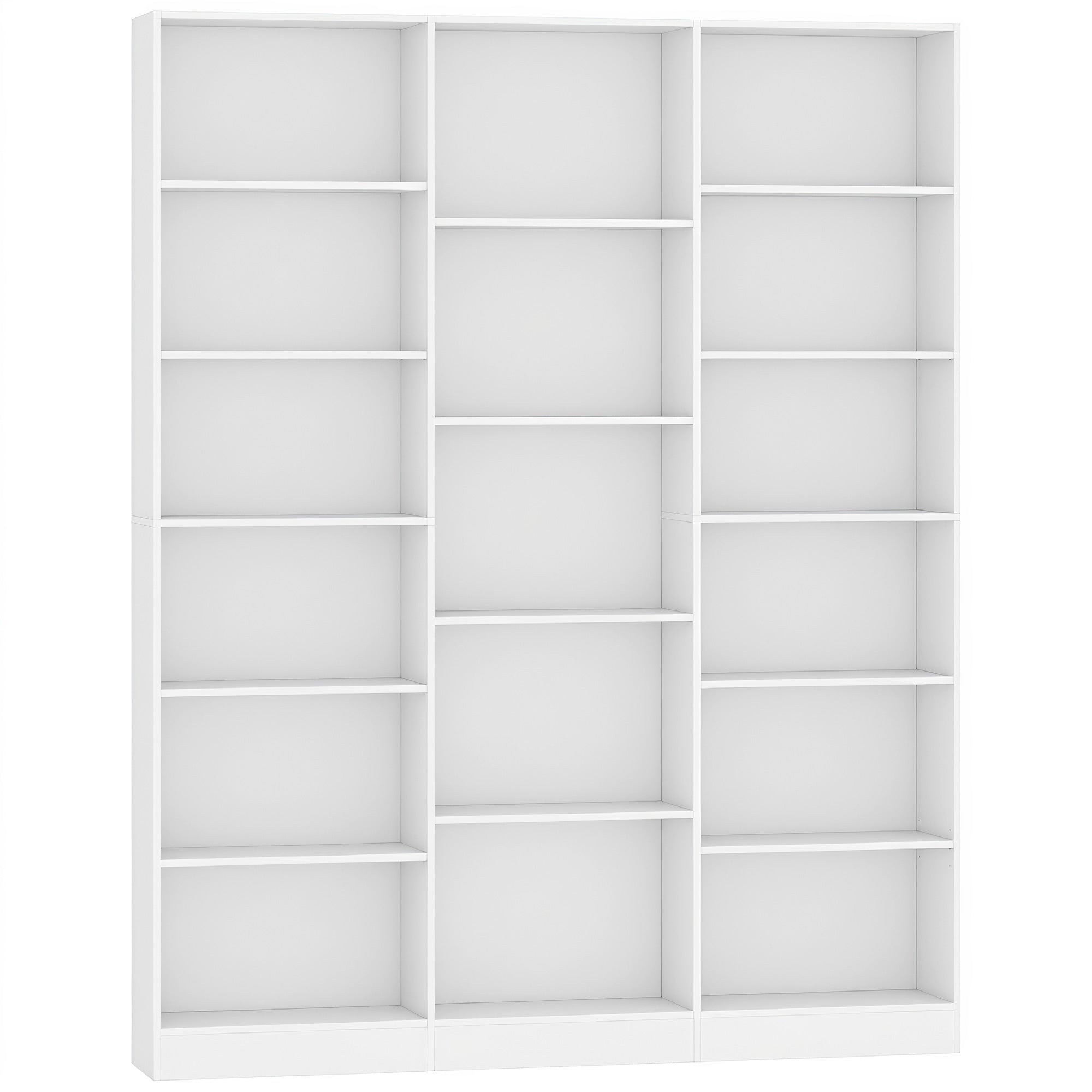 Bookcase with 17 Compartments, 6-Tier Tall Bookshelf with 17 Cubes, Adjustable Shelves, Freestanding Shelving Unit Display Shelf for Home Office, Living Room, 149 x 23.6 x 188 cm, White