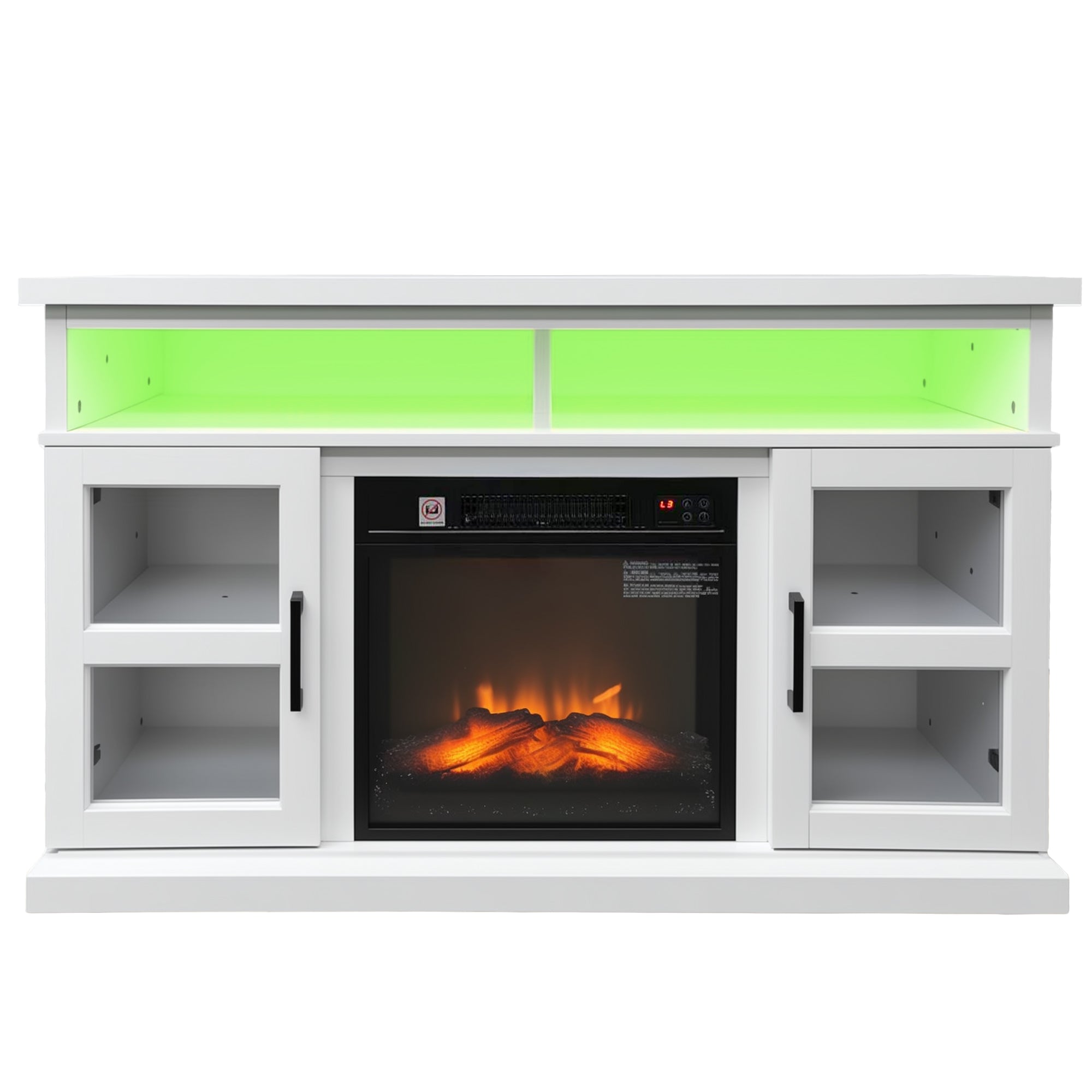 48" Fireplace TV Stand for TVs Up to 55 Inches, 4777BTU Media Entertainment Center with Fireplace, 3D Flame Effect, TV Console with Adjustable Shelves for Living Room, White