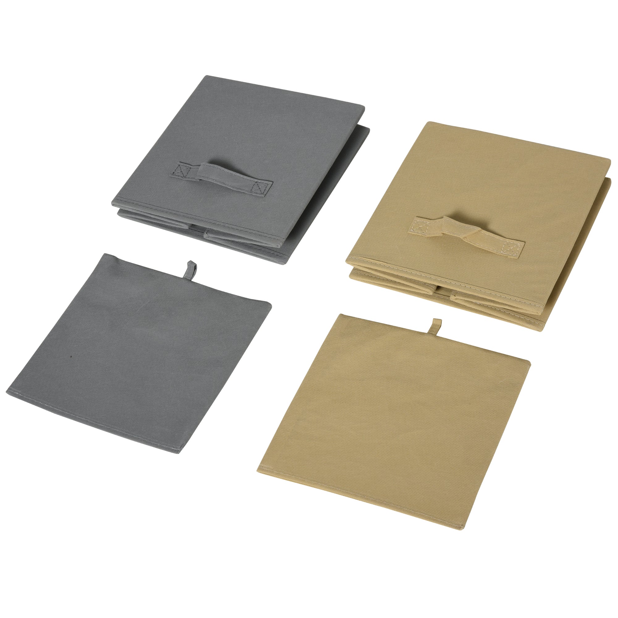 HOMCOM Freestanding 4 Cube Storage Cabinet Unit w/ 2 Fabric Drawers Handles Home Office Organisation Shelves Furniture