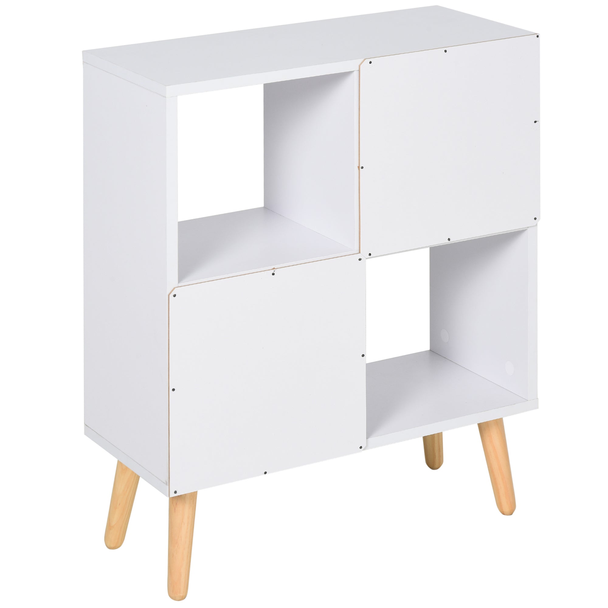 HOMCOM Freestanding 4 Cube Storage Cabinet Unit w/ 2 Fabric Drawers Handles Home Office Organisation Shelves Furniture