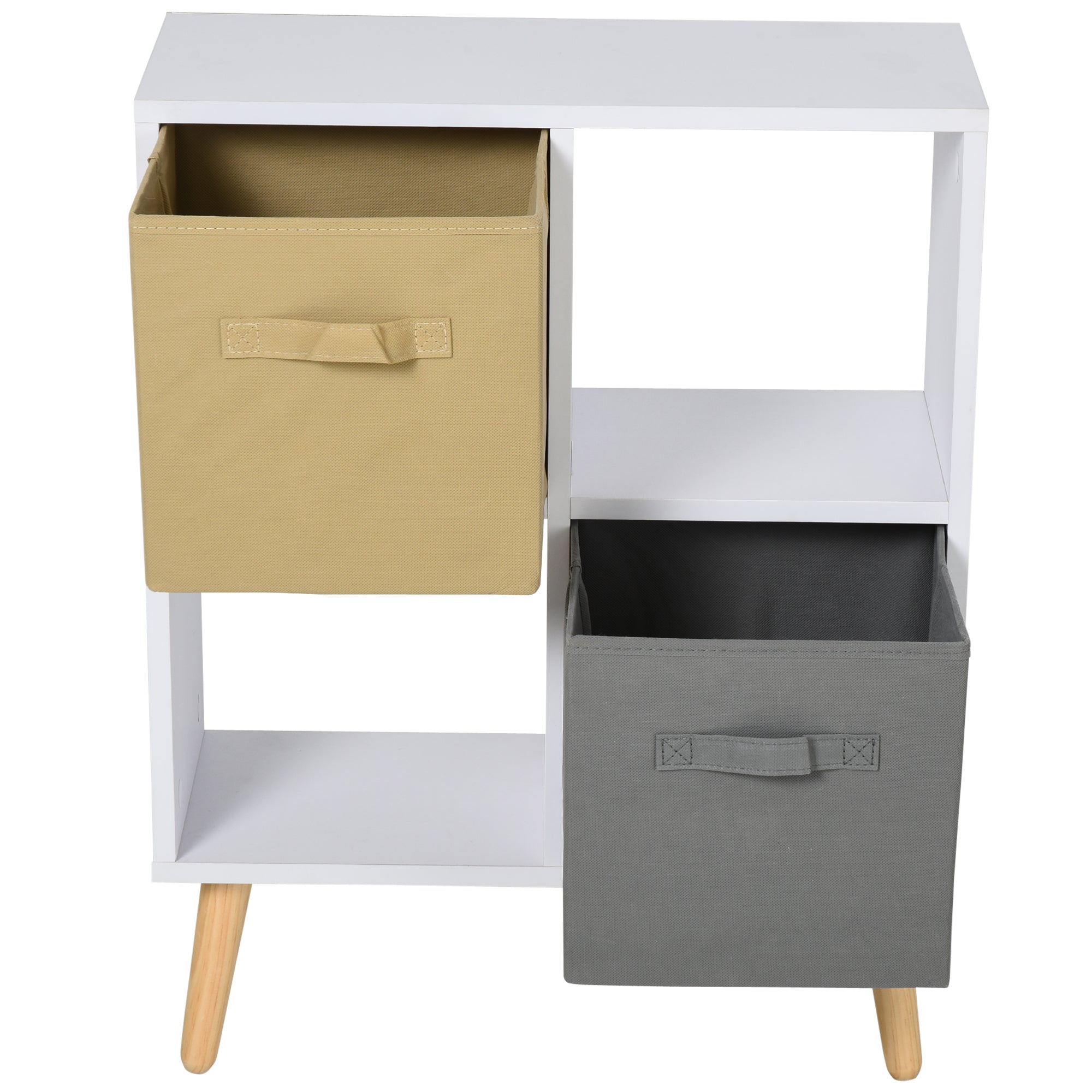 HOMCOM Freestanding 4 Cube Storage Cabinet Unit w/ 2 Fabric Drawers Handles Home Office Organisation Shelves Furniture